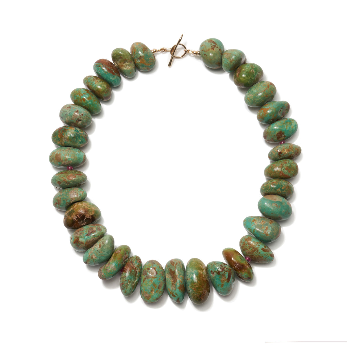 Extra Large Green Turquoise Nugget 14k Single Strand