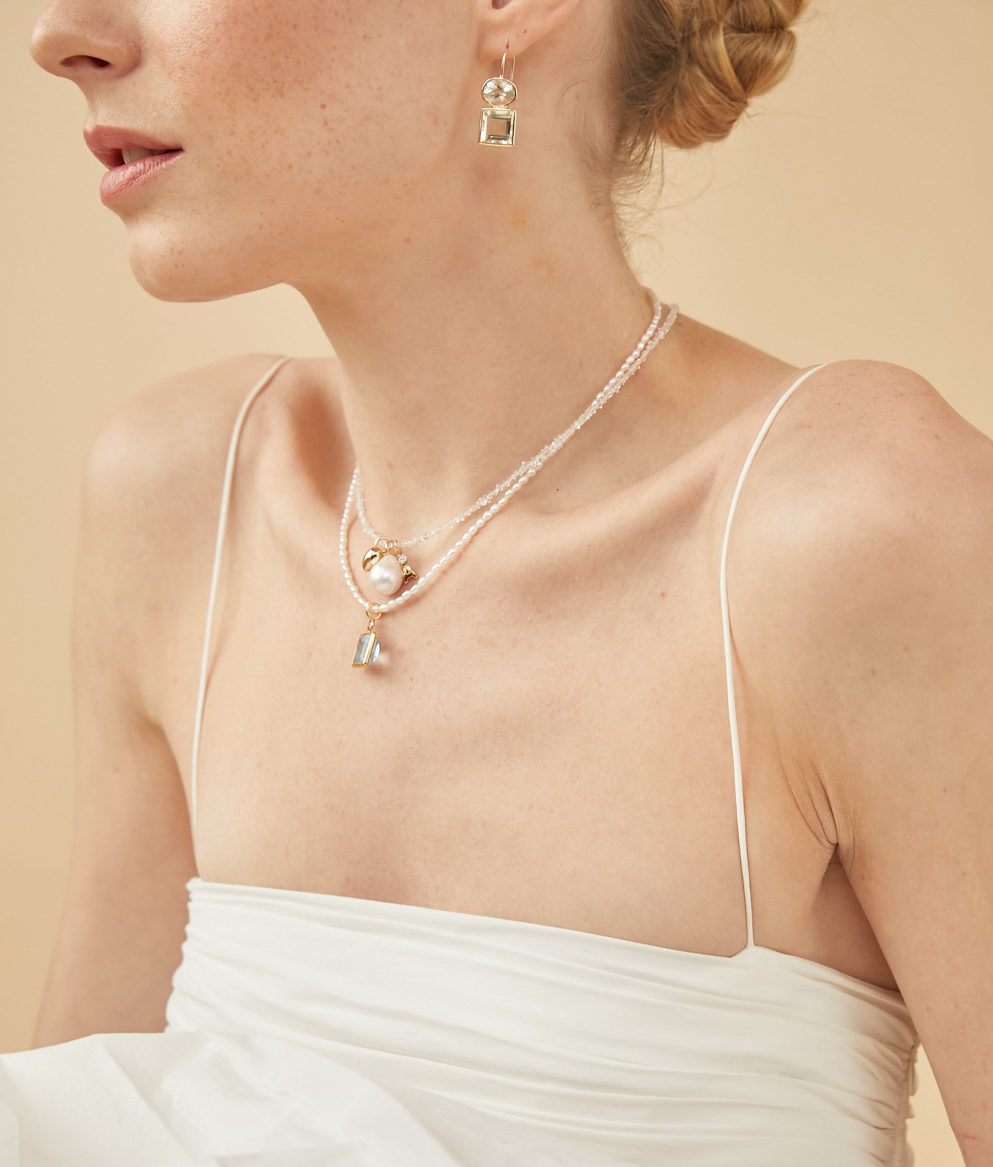 Freshwater Pearl & 14k Gold Necklace Charm