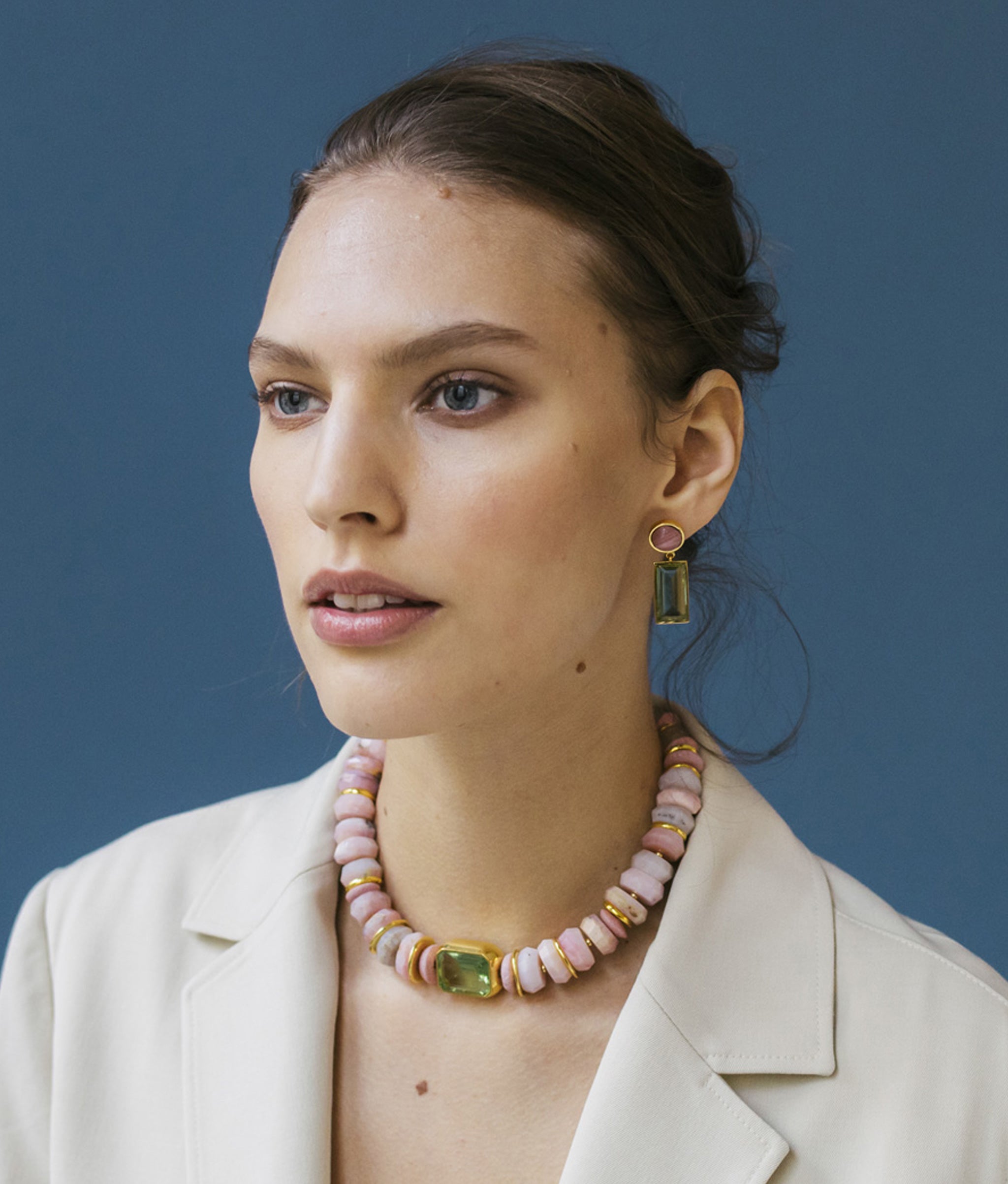 Crystal Column Earrings in Meadow