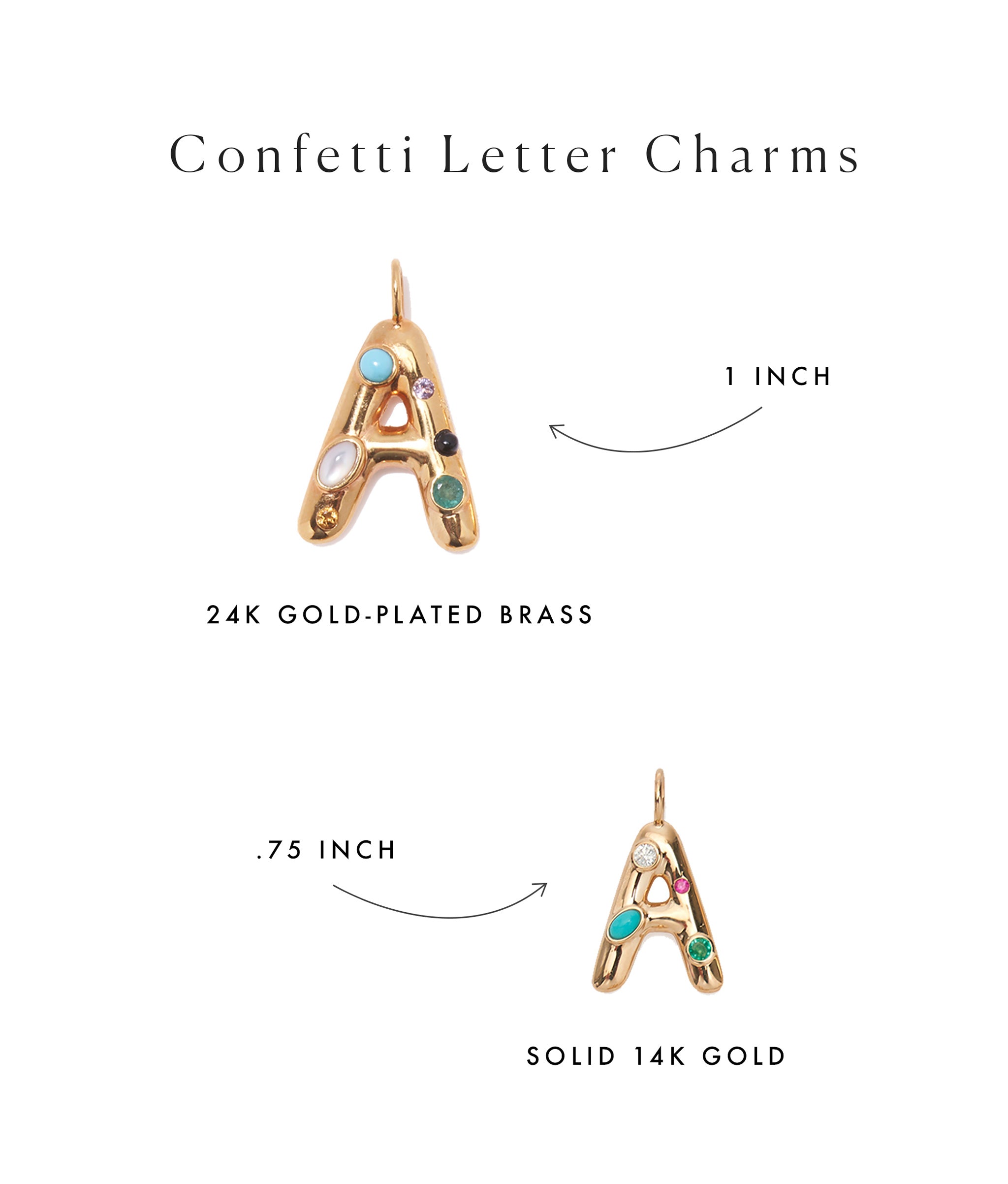 14k Gold Confetti Letter "S"Charm