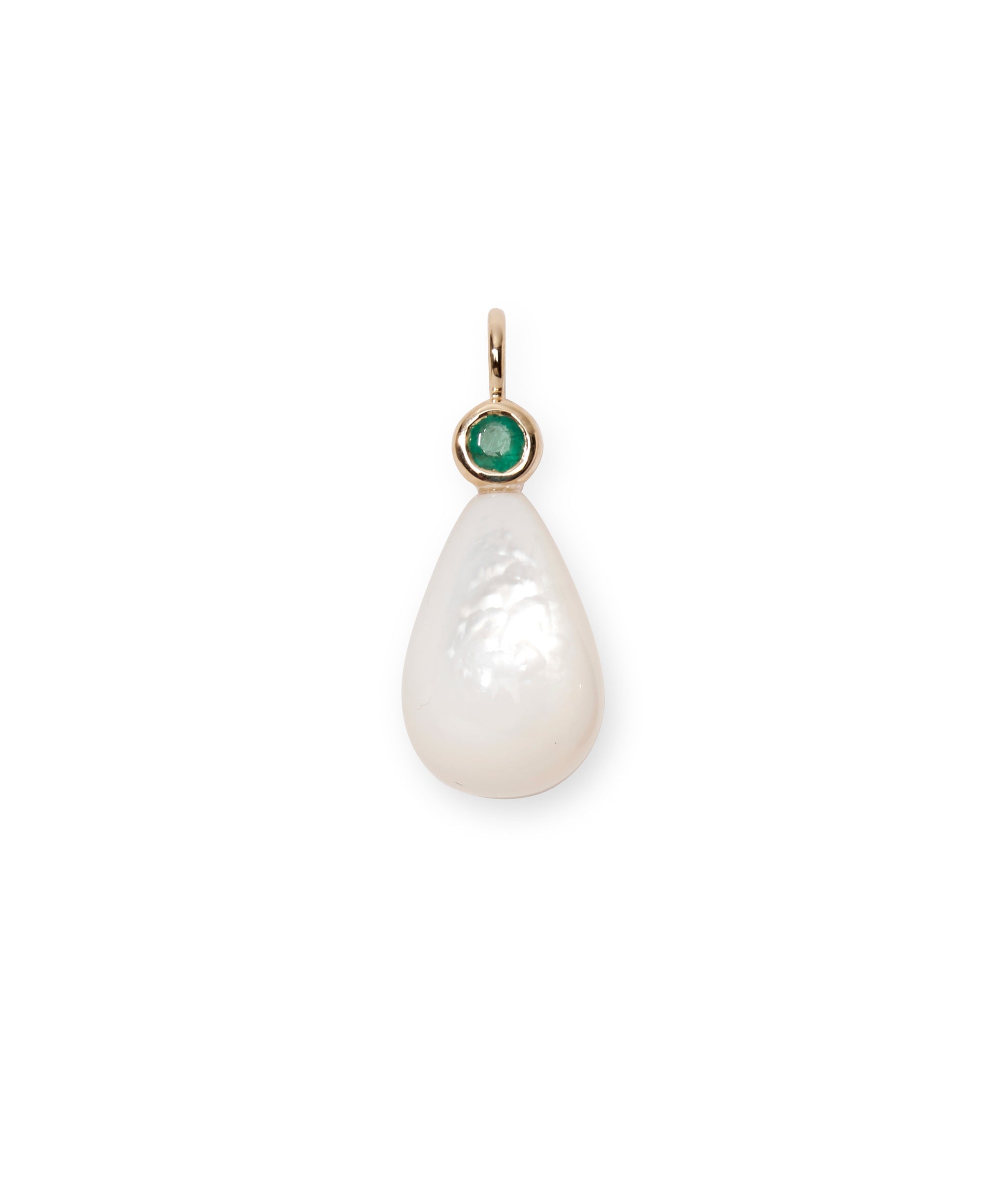 Mother-of-Pearl & Emerald 14k Gold Necklace Charm