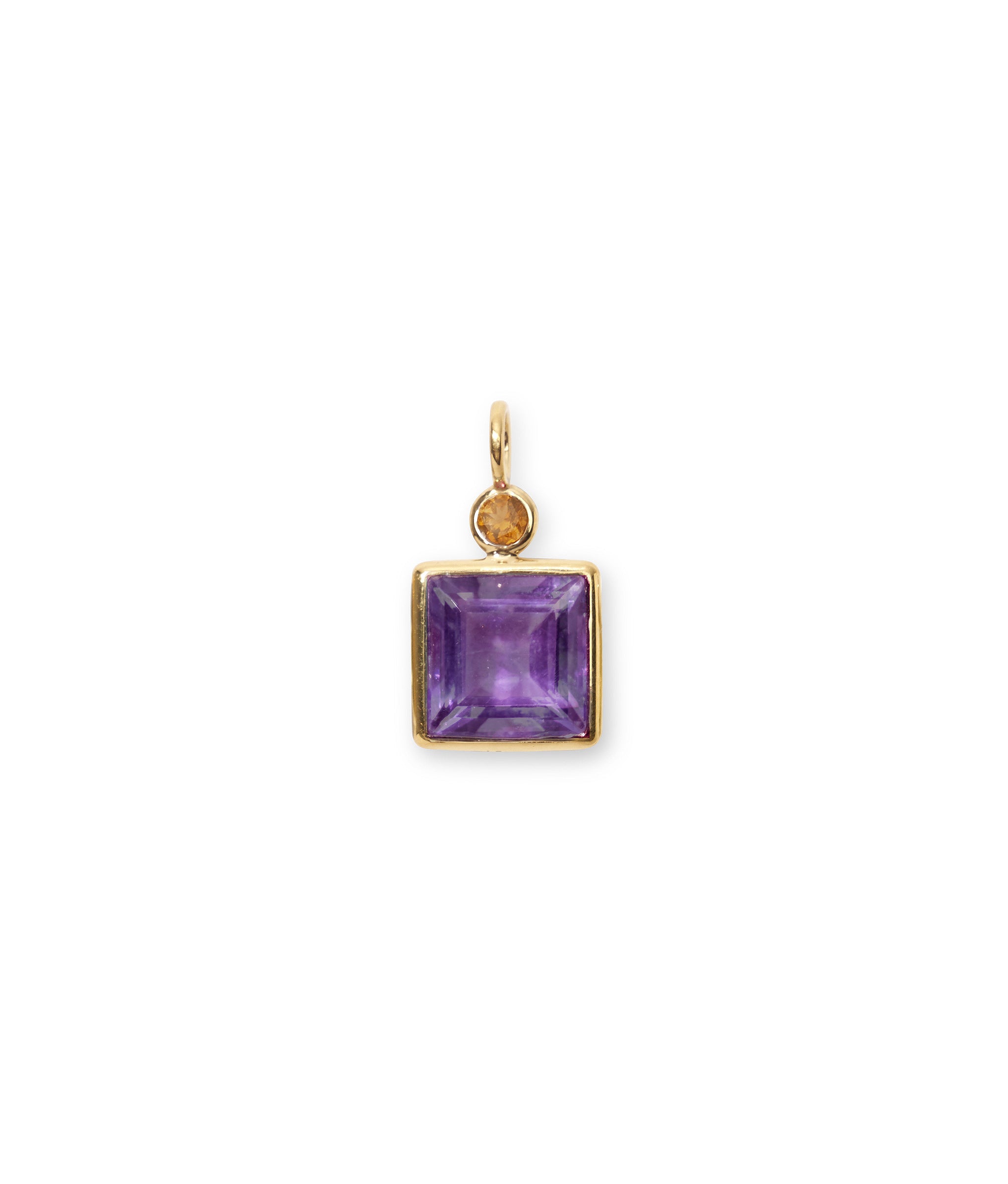 14k 2024 Yellow Gold Amethyst Purple Gemstone Pendant Charm