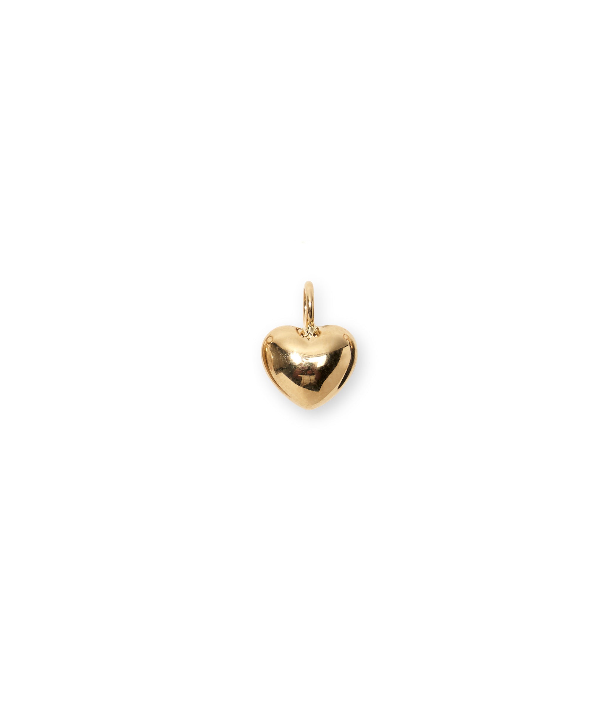 14K Gold Heart Necklace Charm. Hollow puffy gold heart.