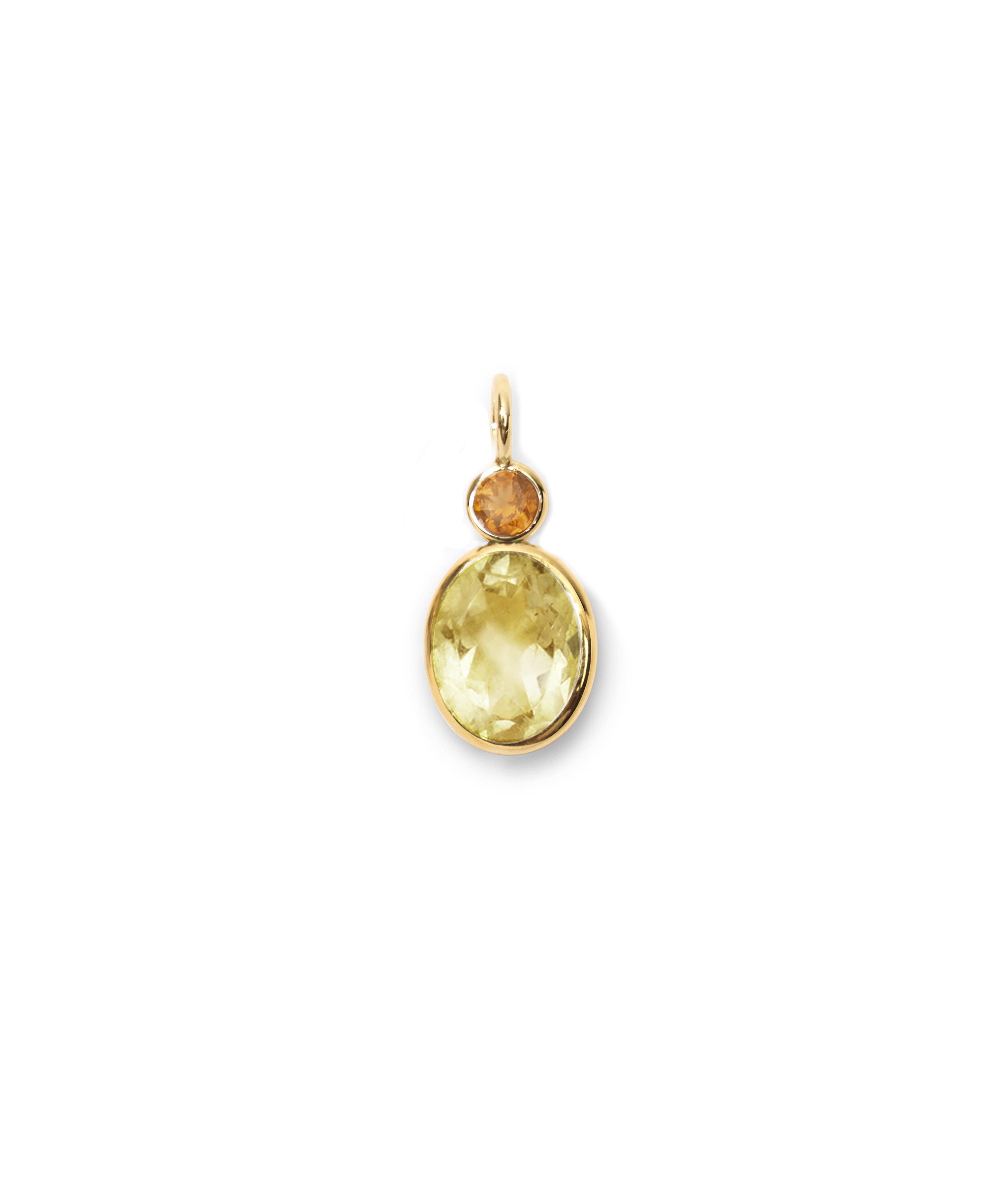 14k gold citrine gemstone good charm pendnat