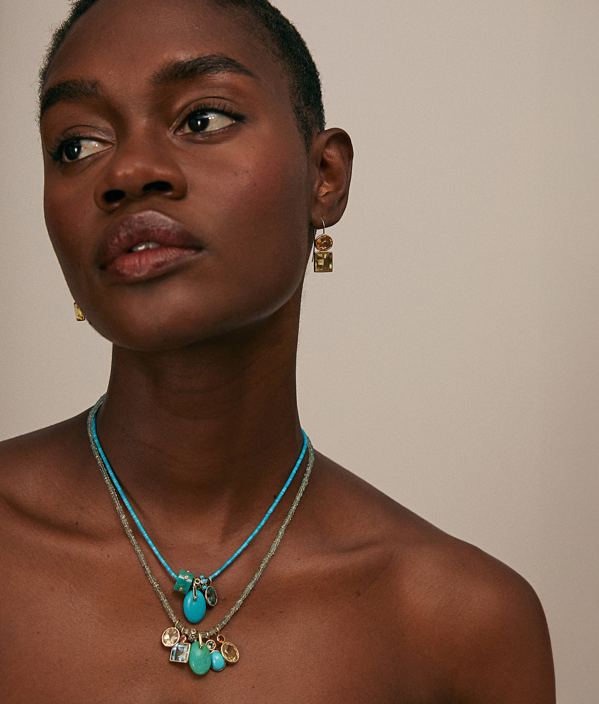 14k Gold Bail Charm in Turquoise