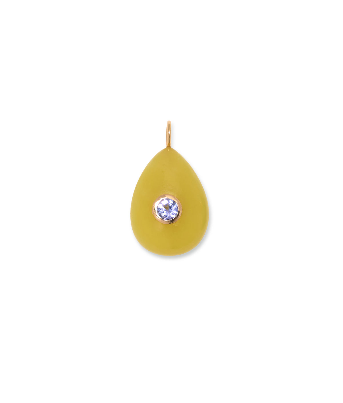 Lime Serpentine & Tanzanite 14k Gold Necklace Charm