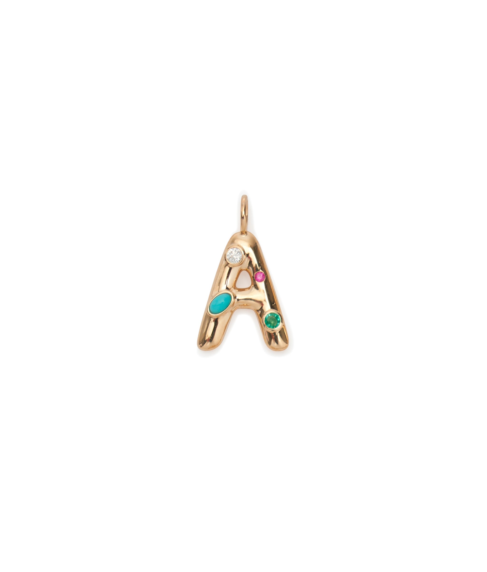 14k Gold Confetti Letter "A" Charm