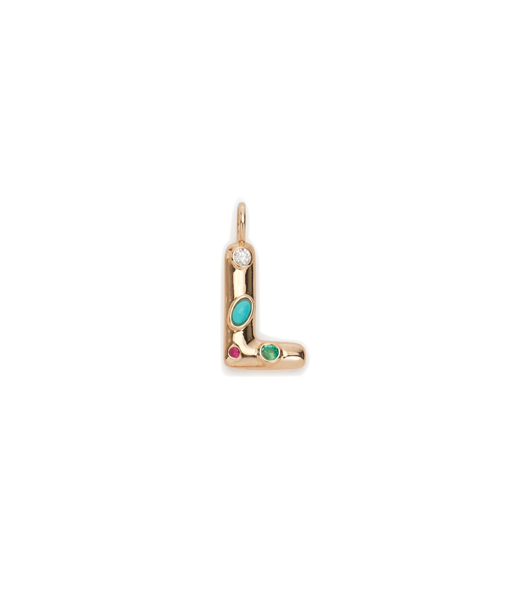 14k Gold Confetti Letter "L" Charm
