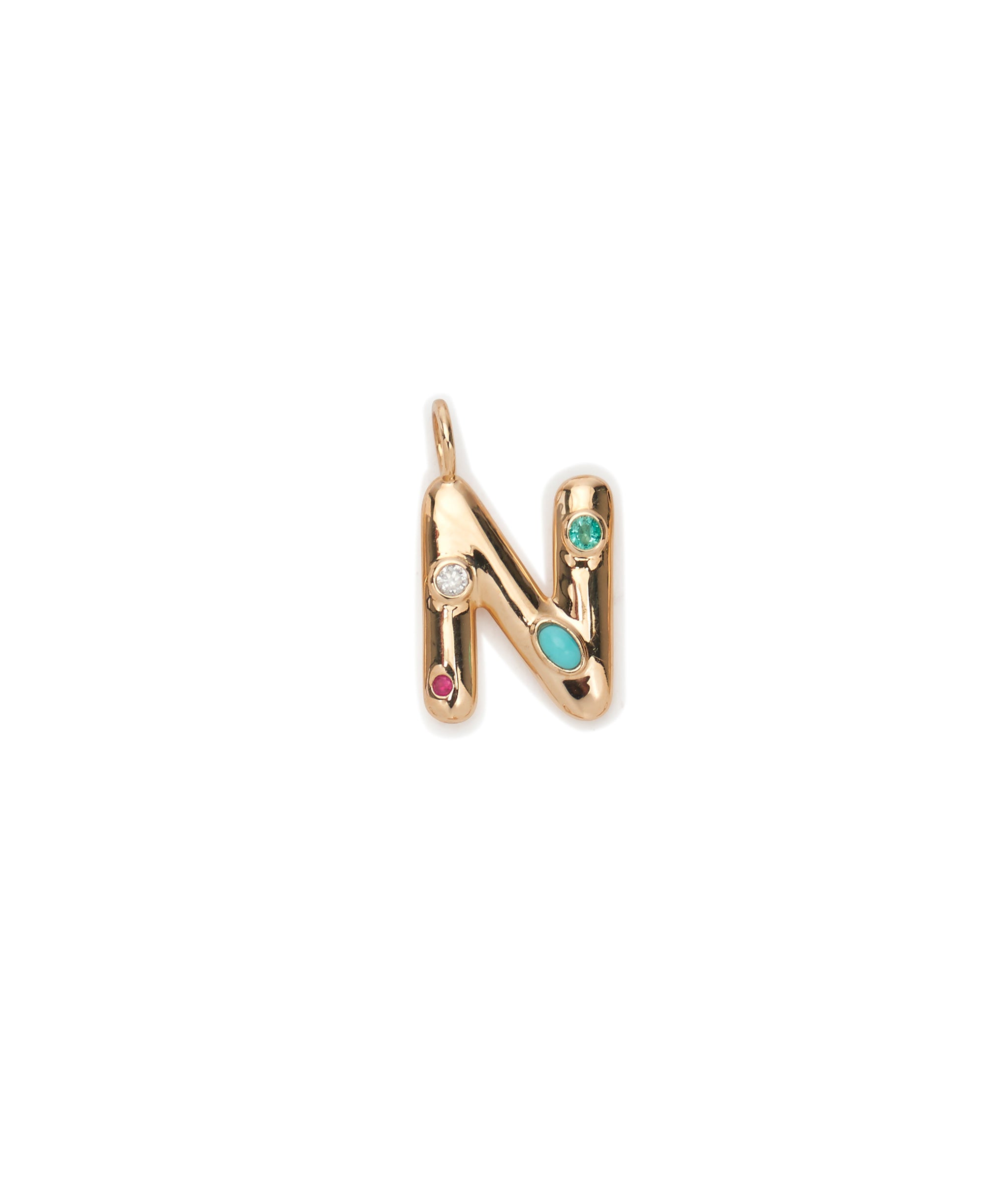 14k Gold Confetti Letter "N" Charm