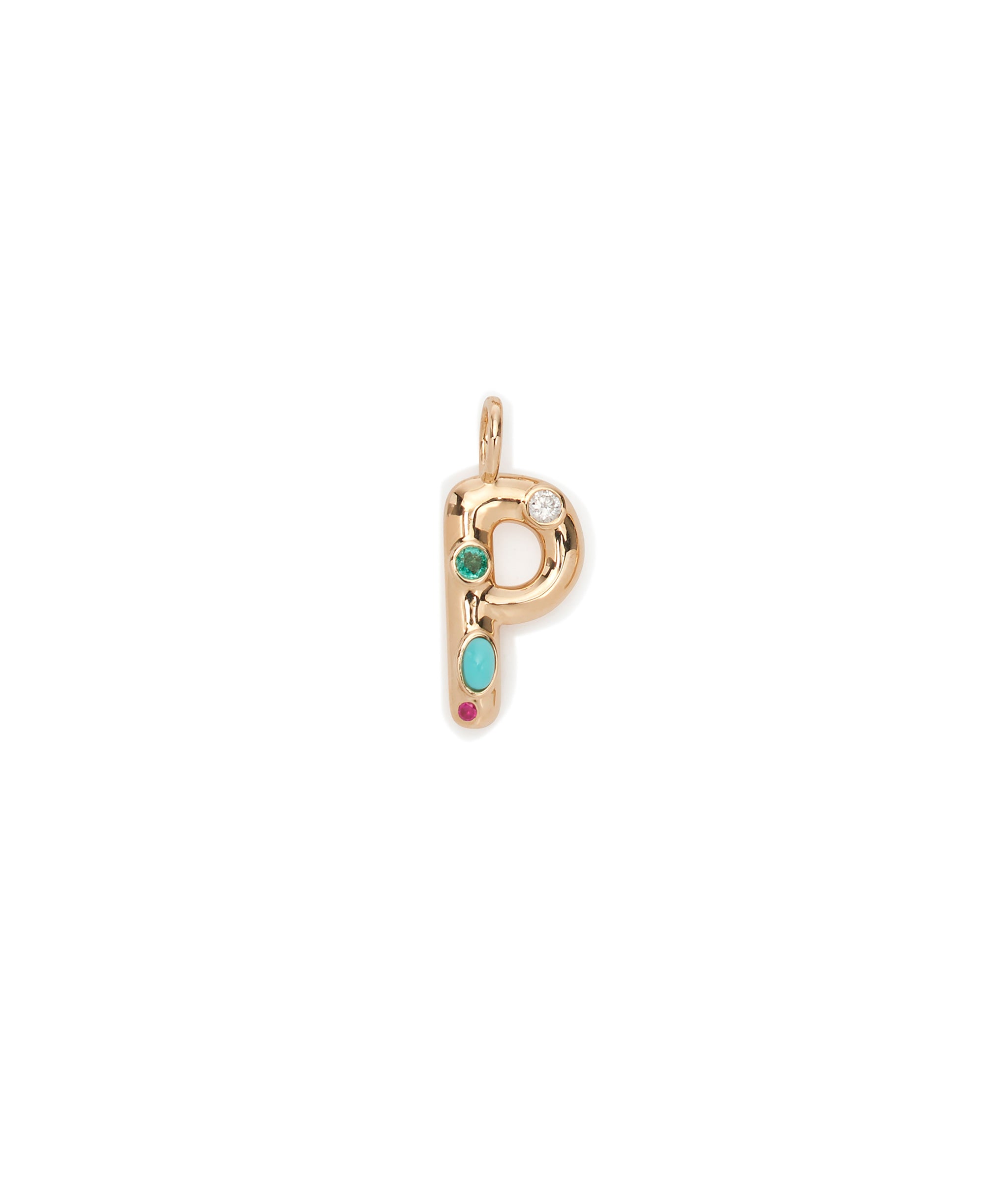 14k Gold Confetti Letter "P" Charm