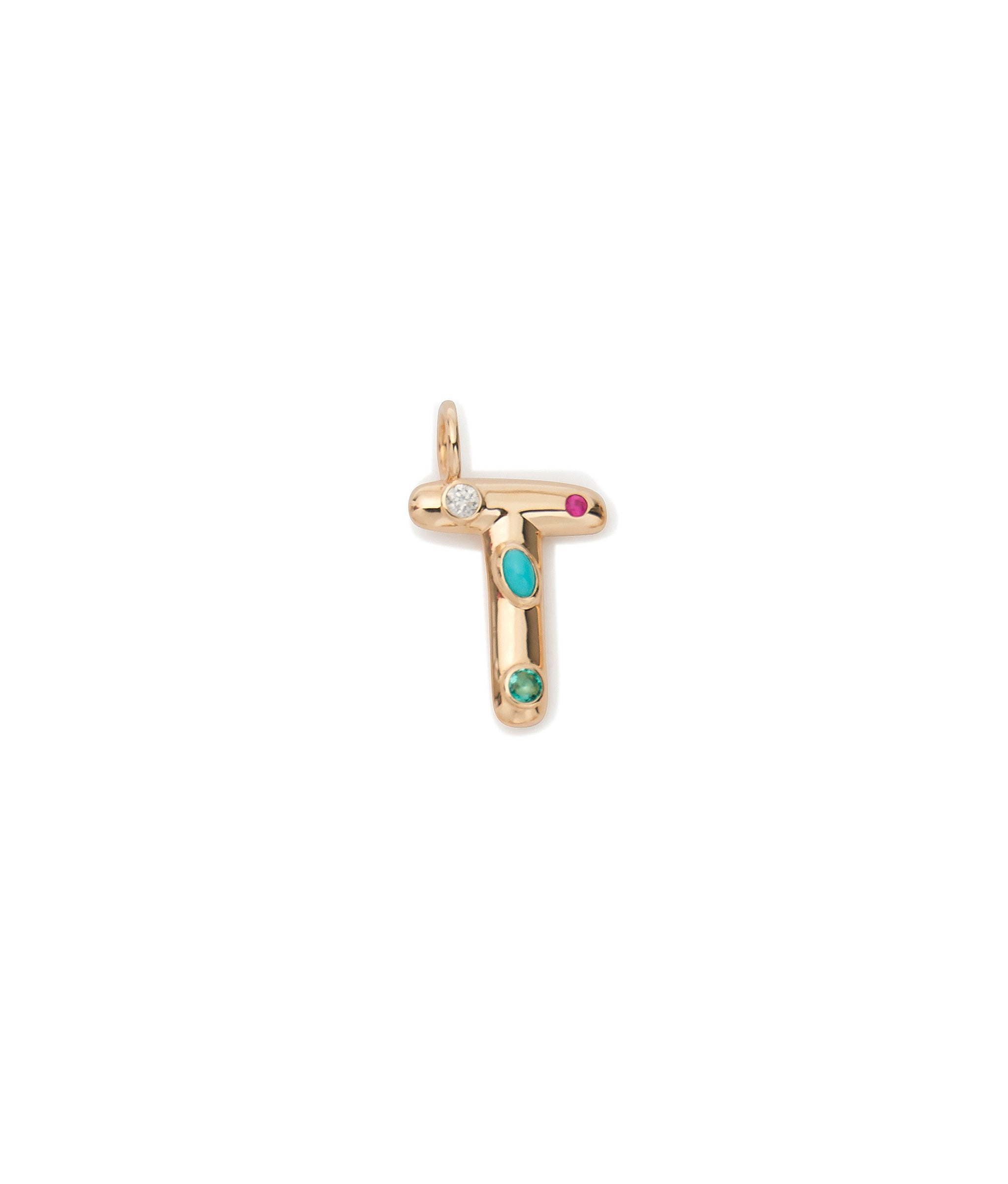 14k Gold Confetti Letter "T" Charm