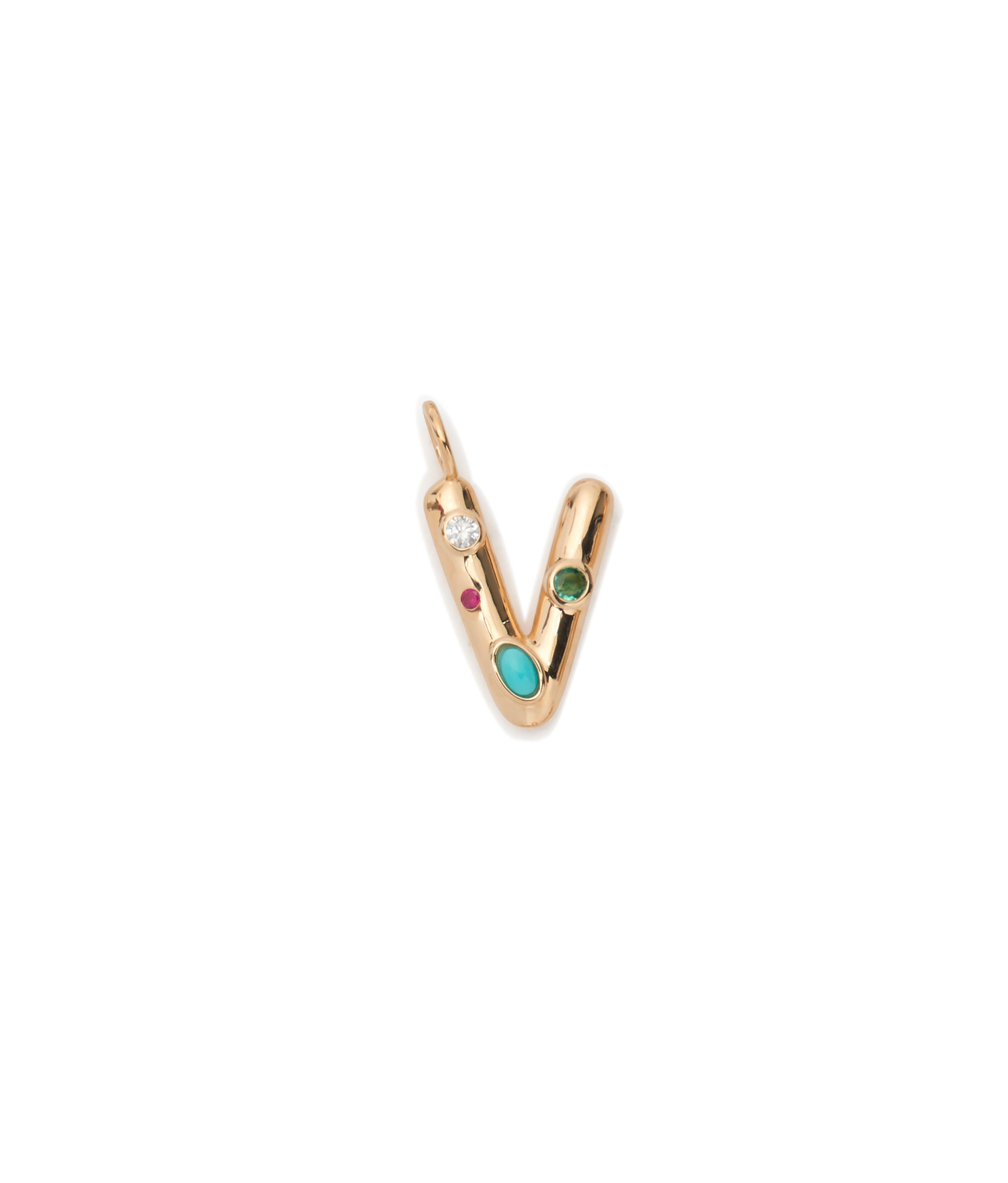 14k Gold Confetti Letter "V"Charm
