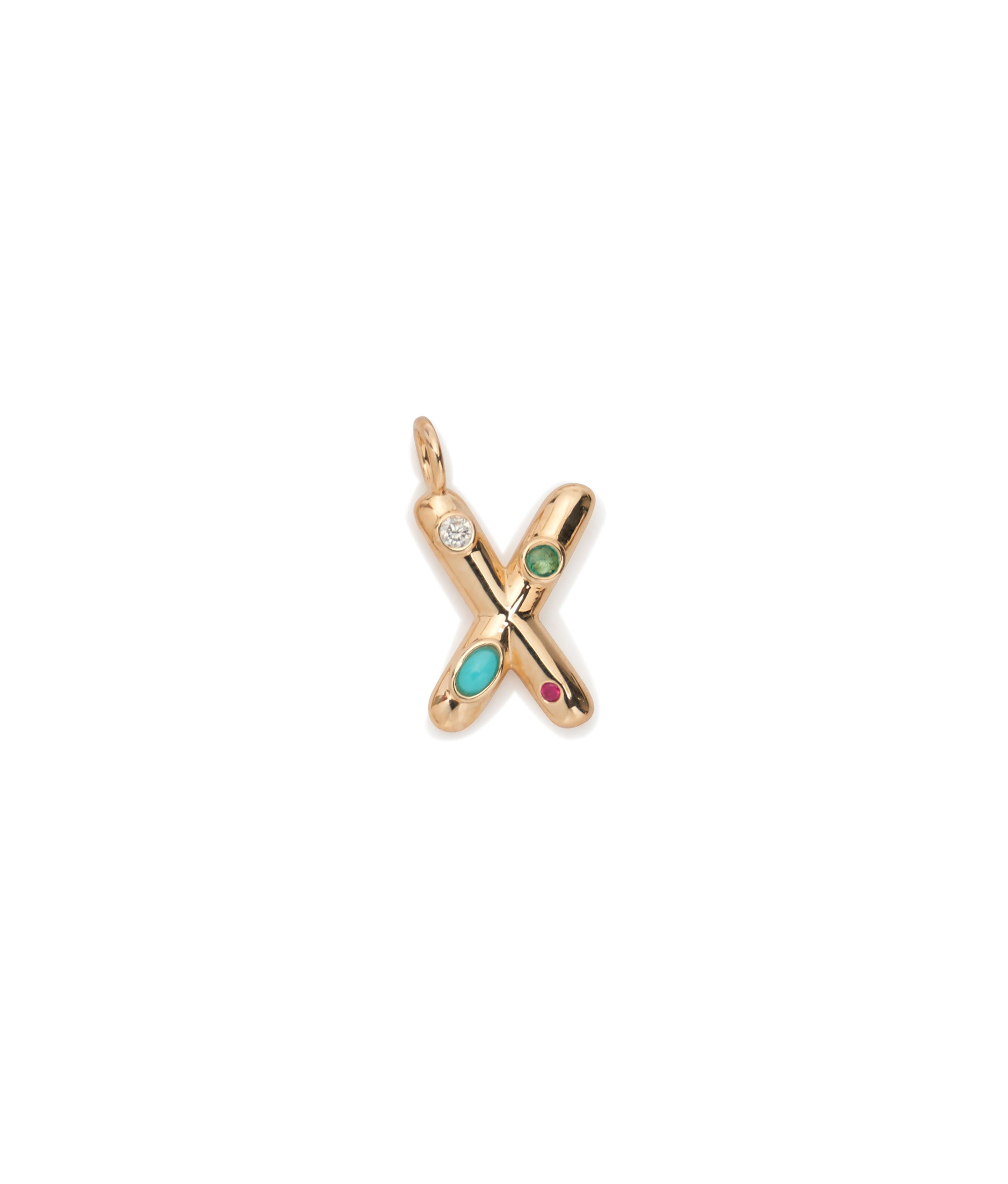 14k Gold Confetti Letter "X" Charm