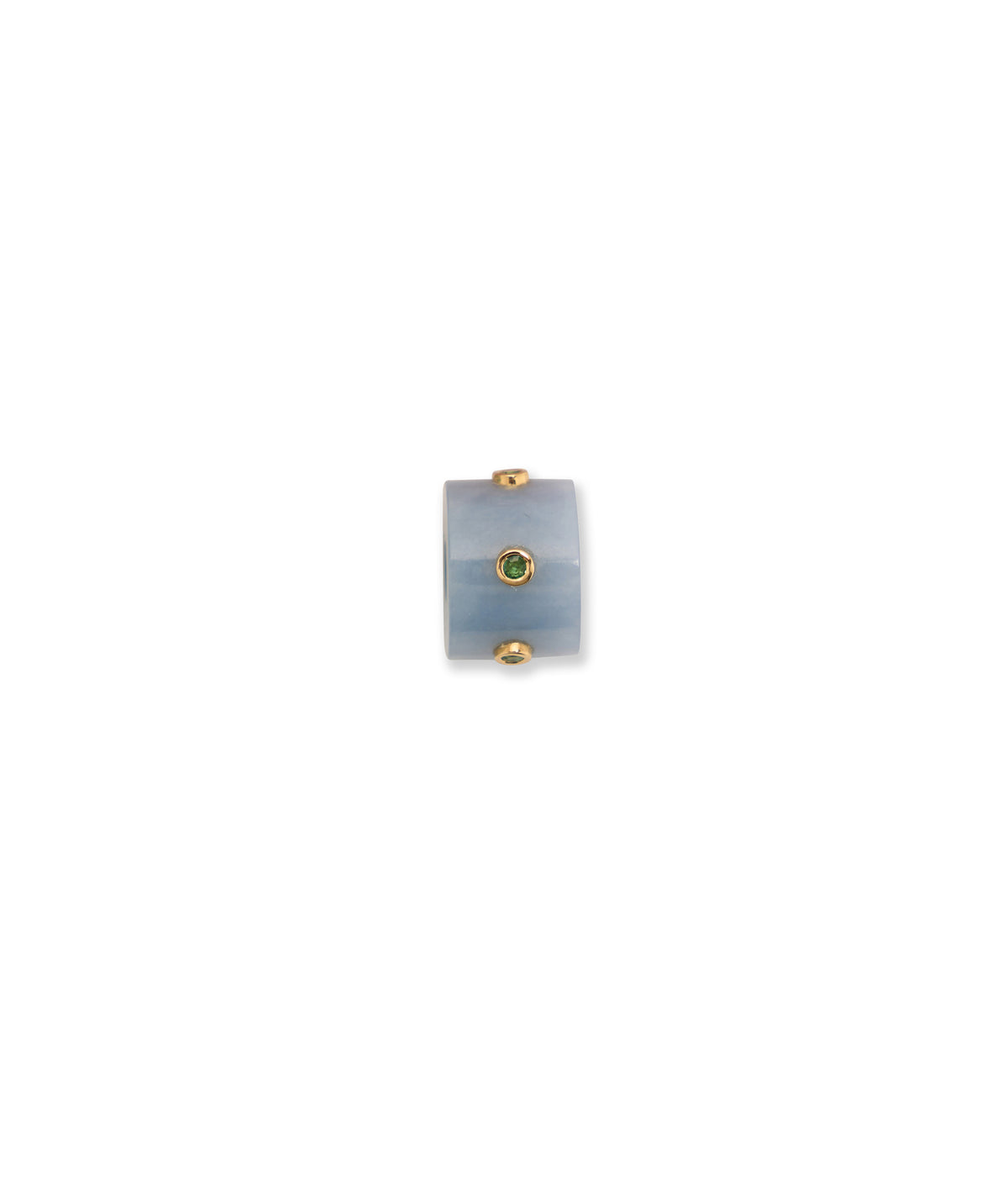 14k Gold Rondelle Charm in Angelite & Emerald