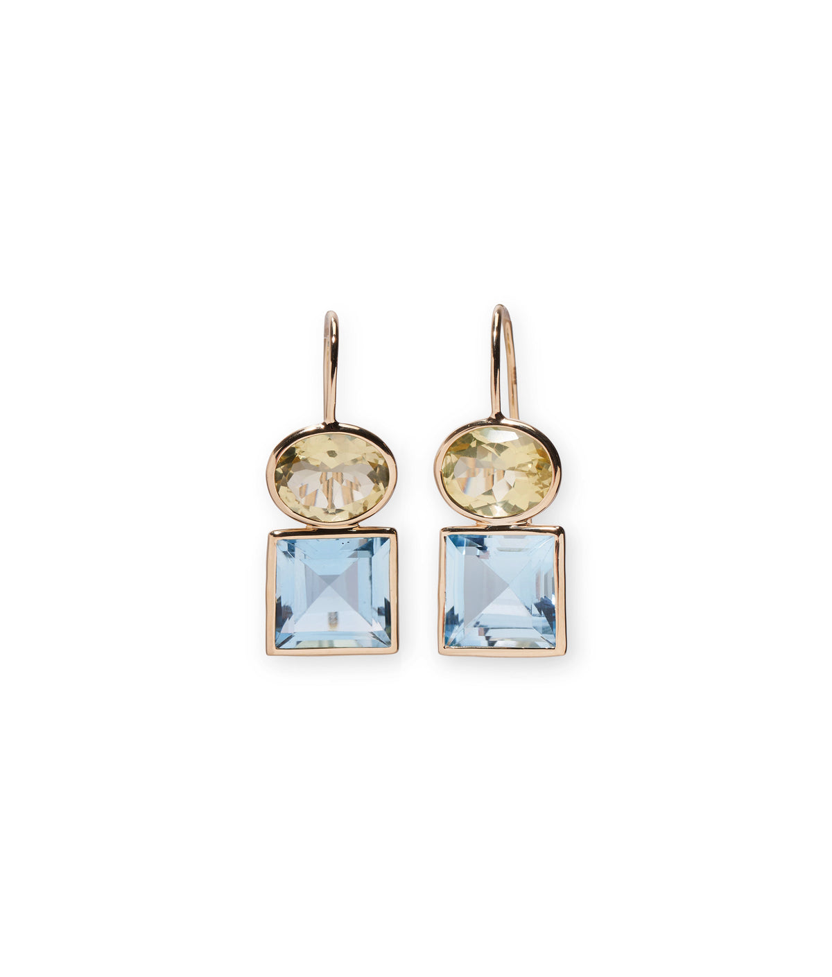 Duo Earrings in Lemon Quartz & Sky Blue Topaz
