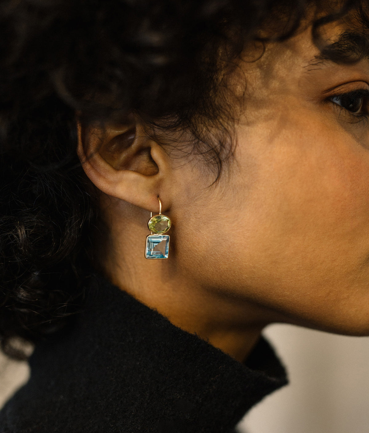 Duo Earrings in Lemon Quartz & Sky Blue Topaz