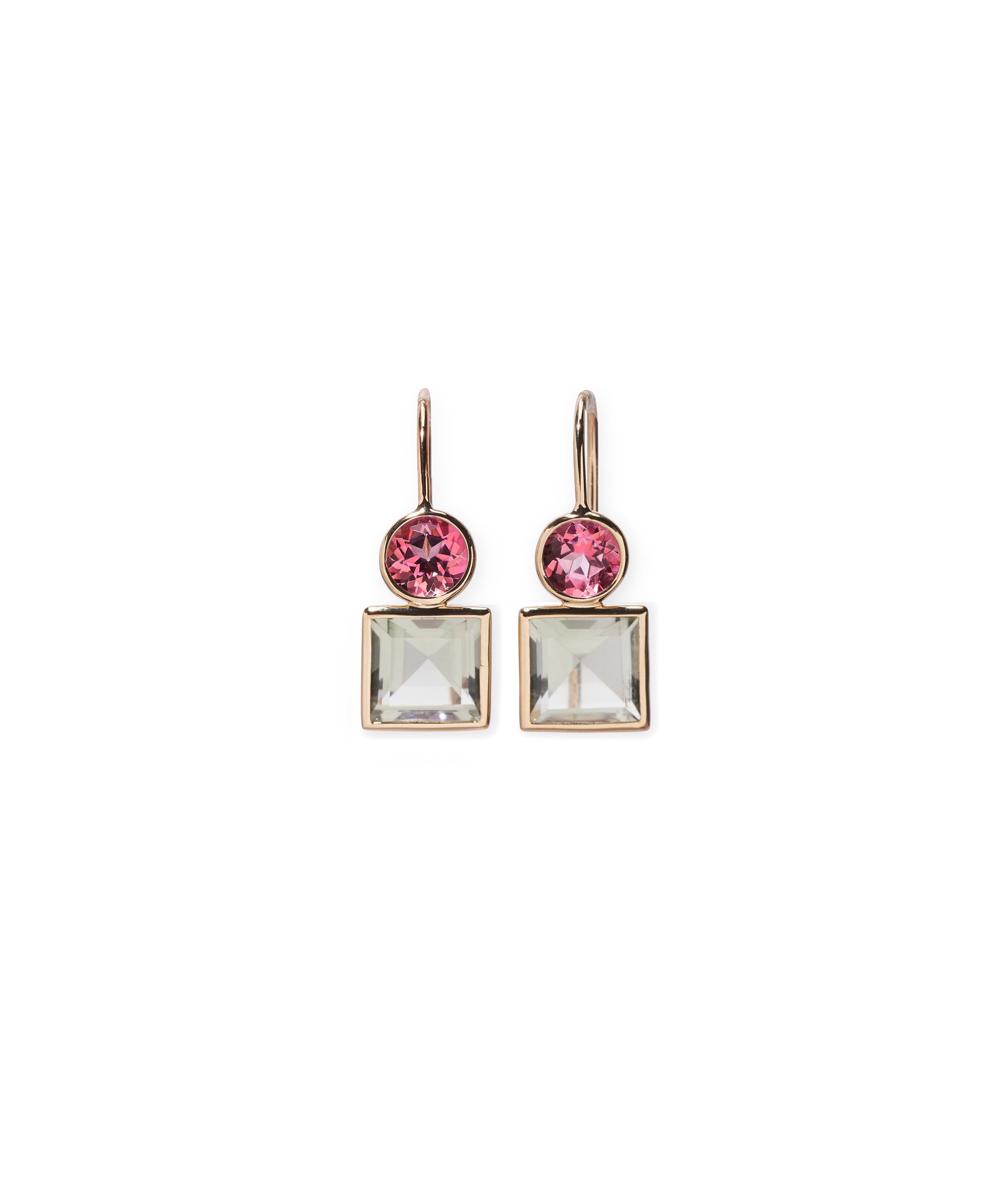 Pastille Earrings in Pink Topaz & Green Amethyst