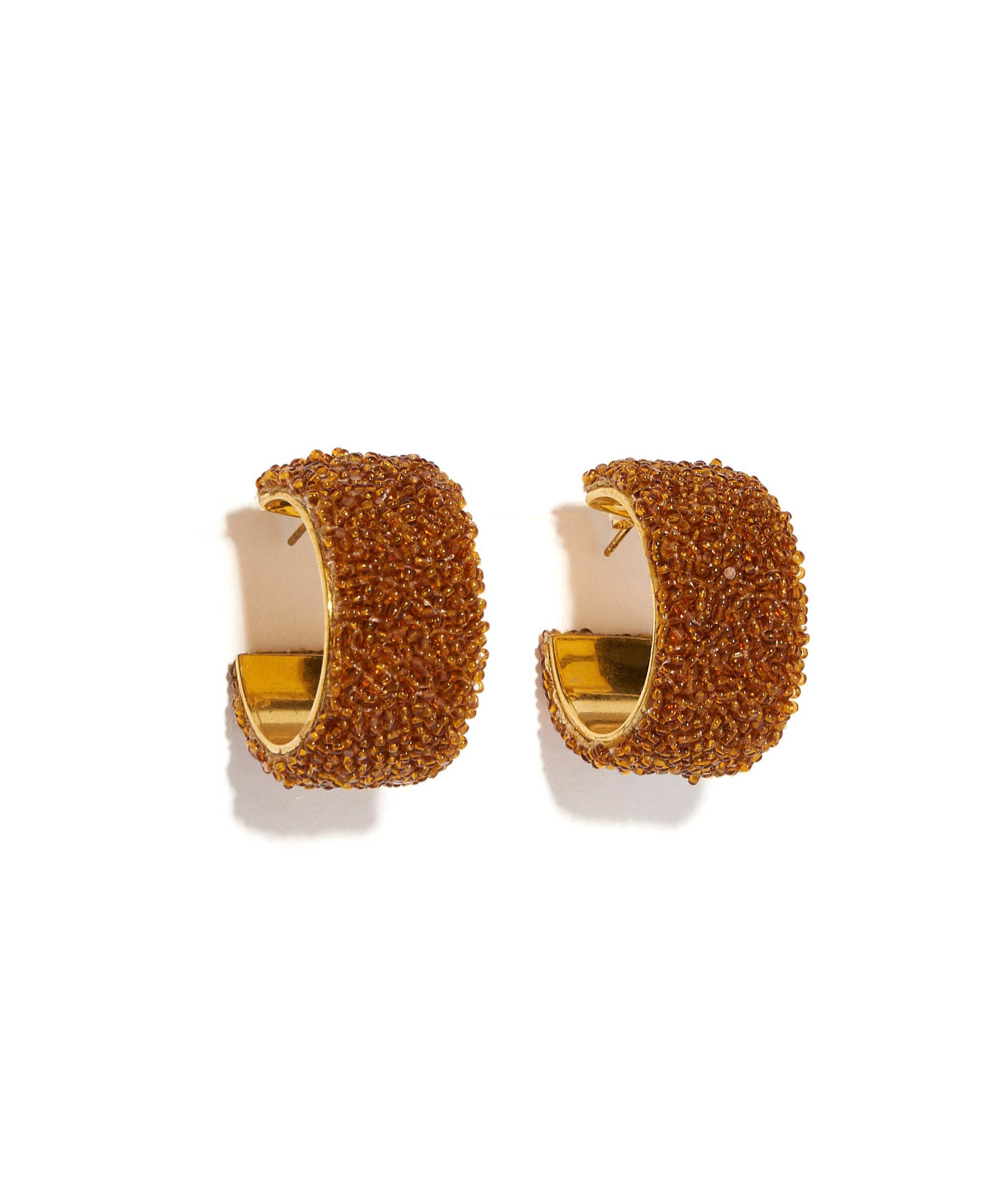 Beaded Margot Hoops In Amber