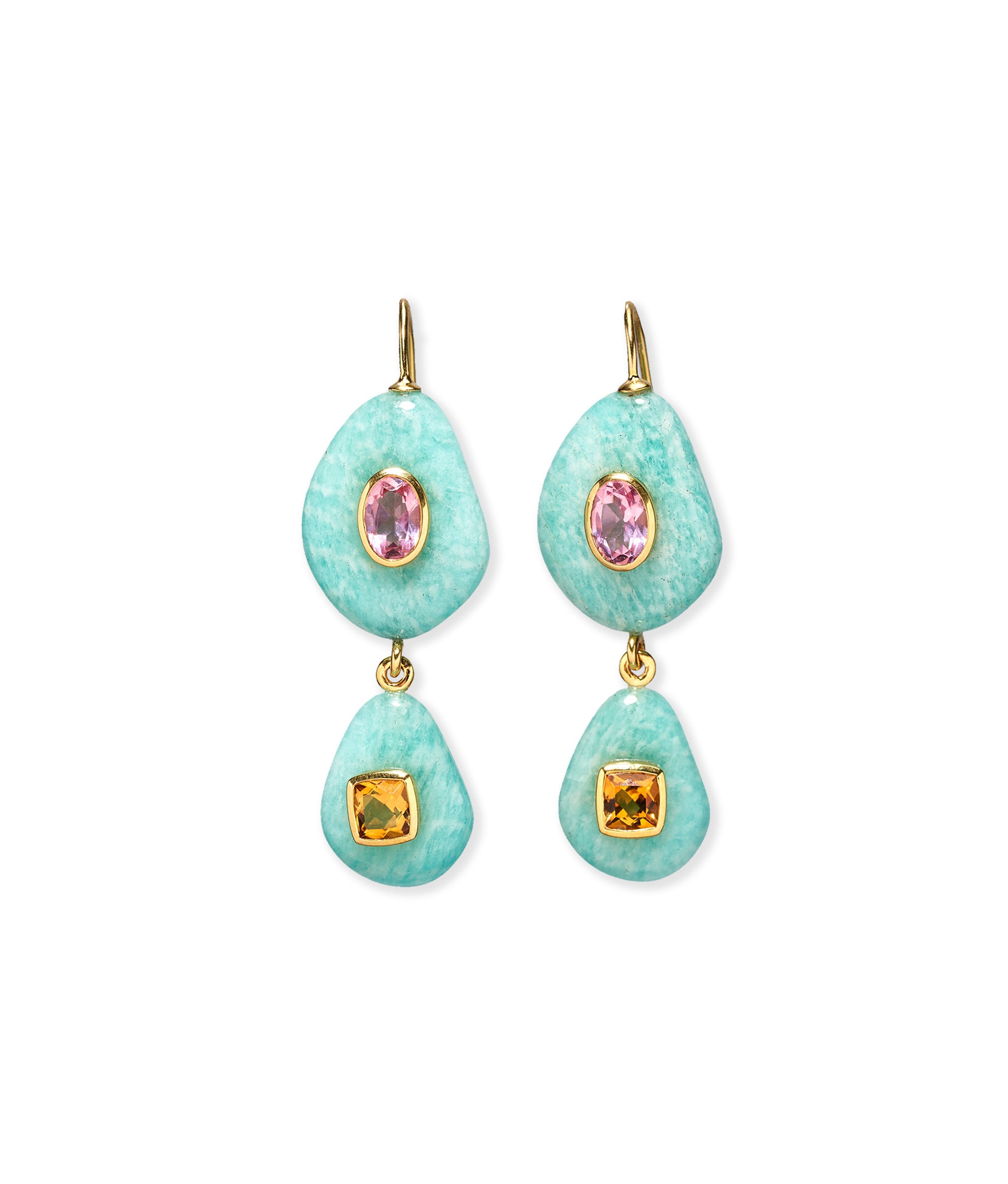 Amazonite Earrings Unique good Stone Earring Gold Fill Earring Blue Green Earring Matrix Earring