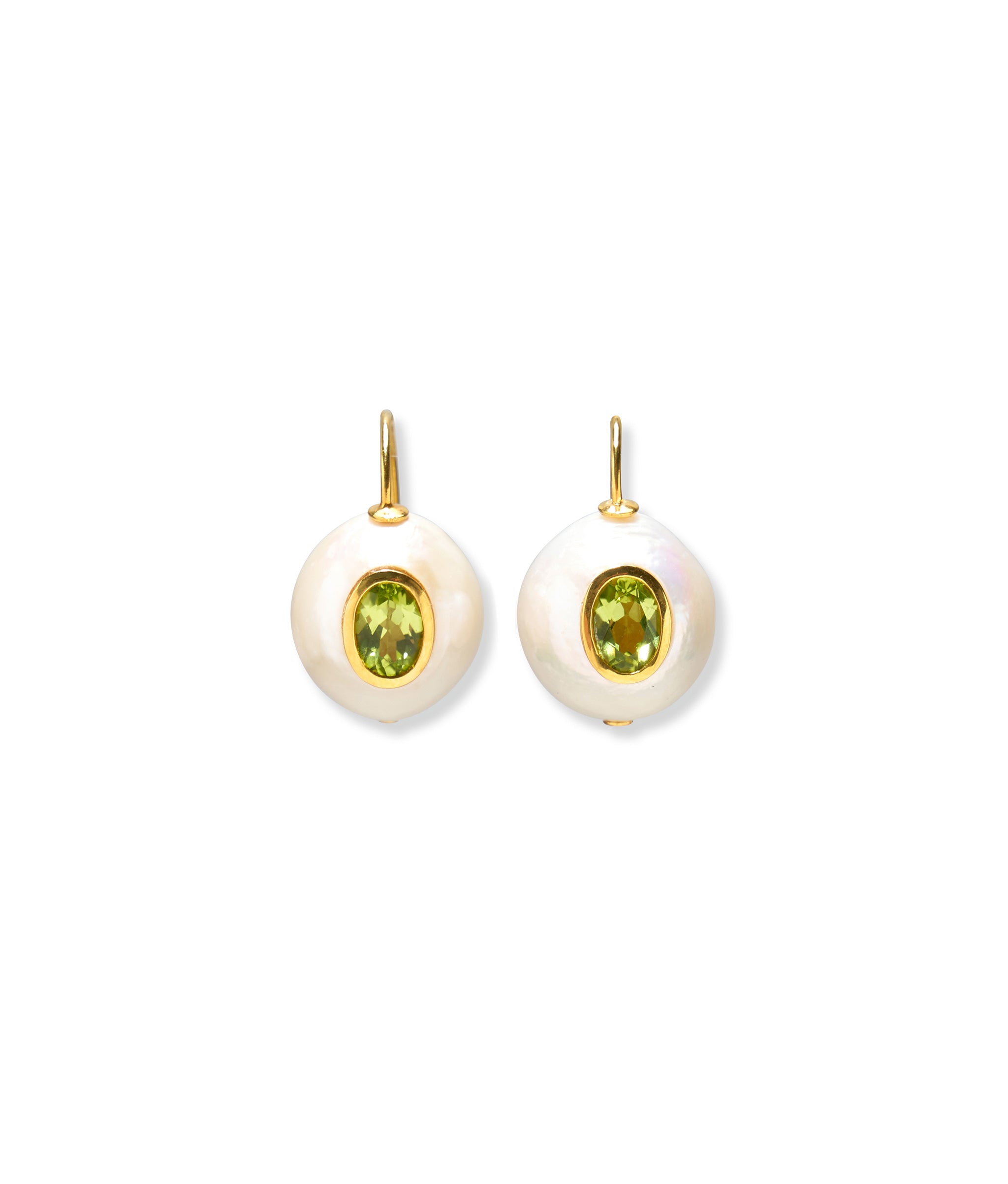 Peridot Earrings Gold hotsell with Pearl White