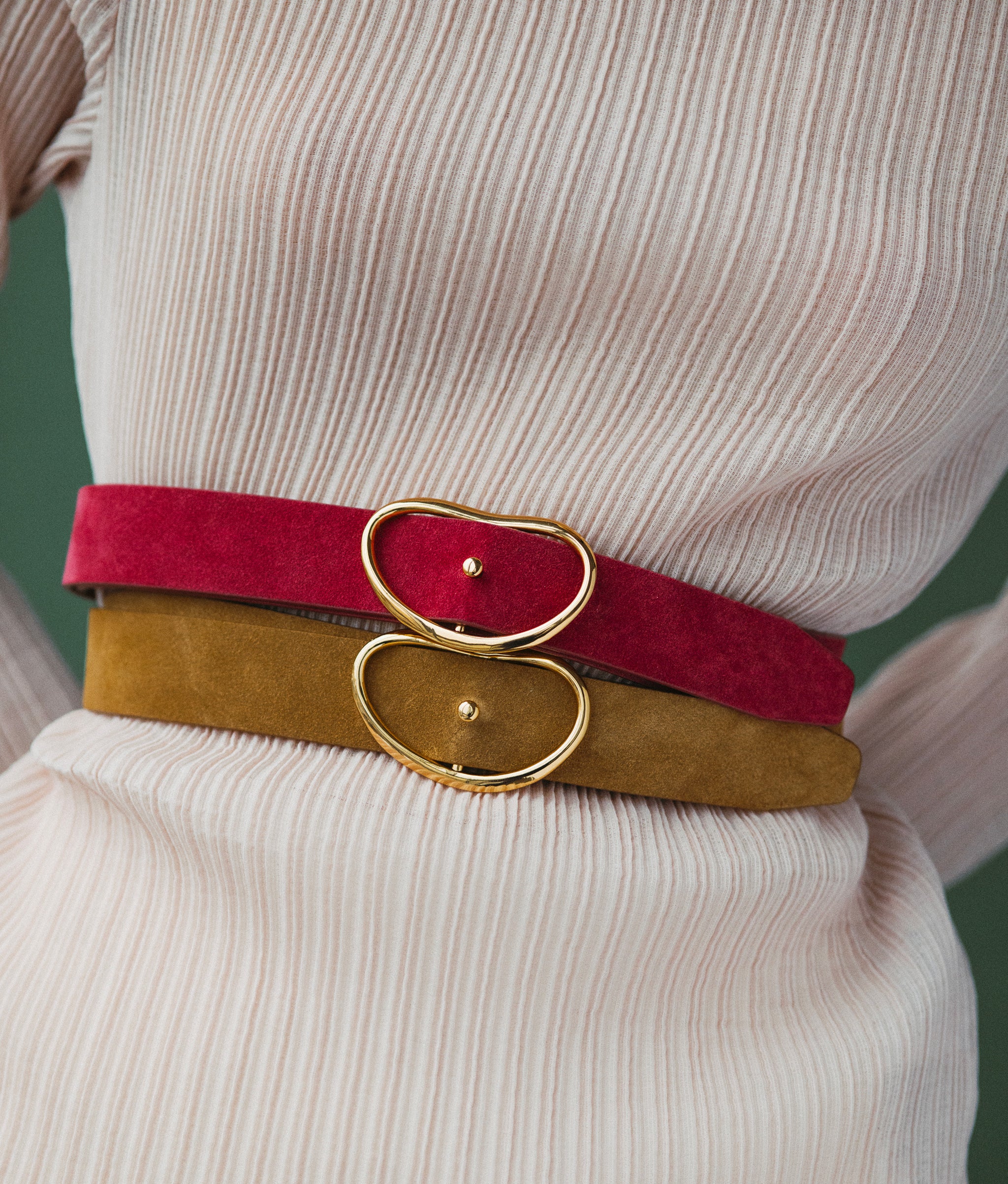 Wide Georgia Belt in Scarlet Suede
