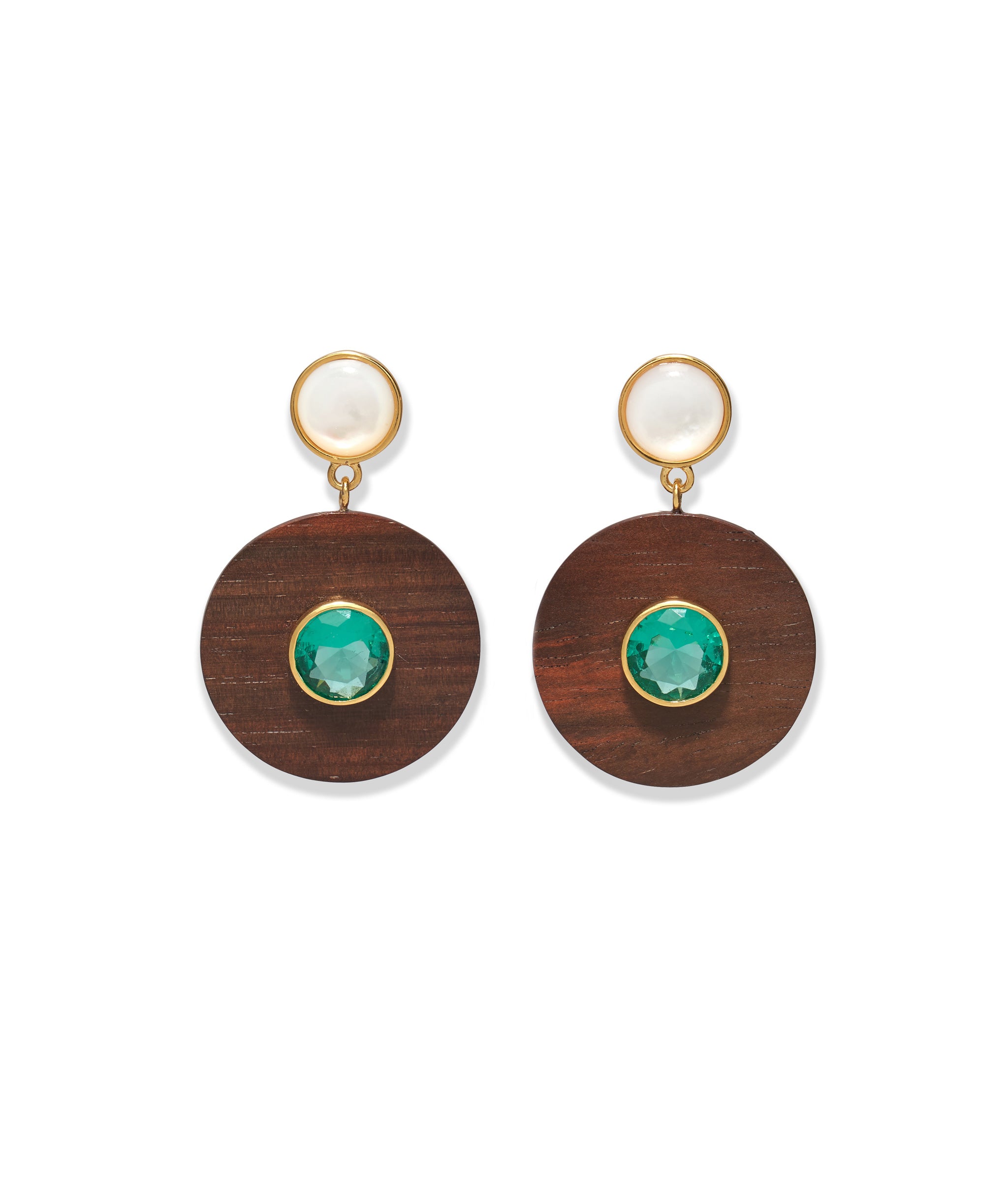 Taj Disc Earrings in Acacia Wood