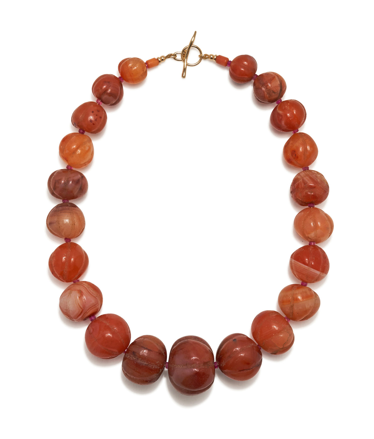 Antique Afghan Carnelian & Ruby 14k Gold Necklace