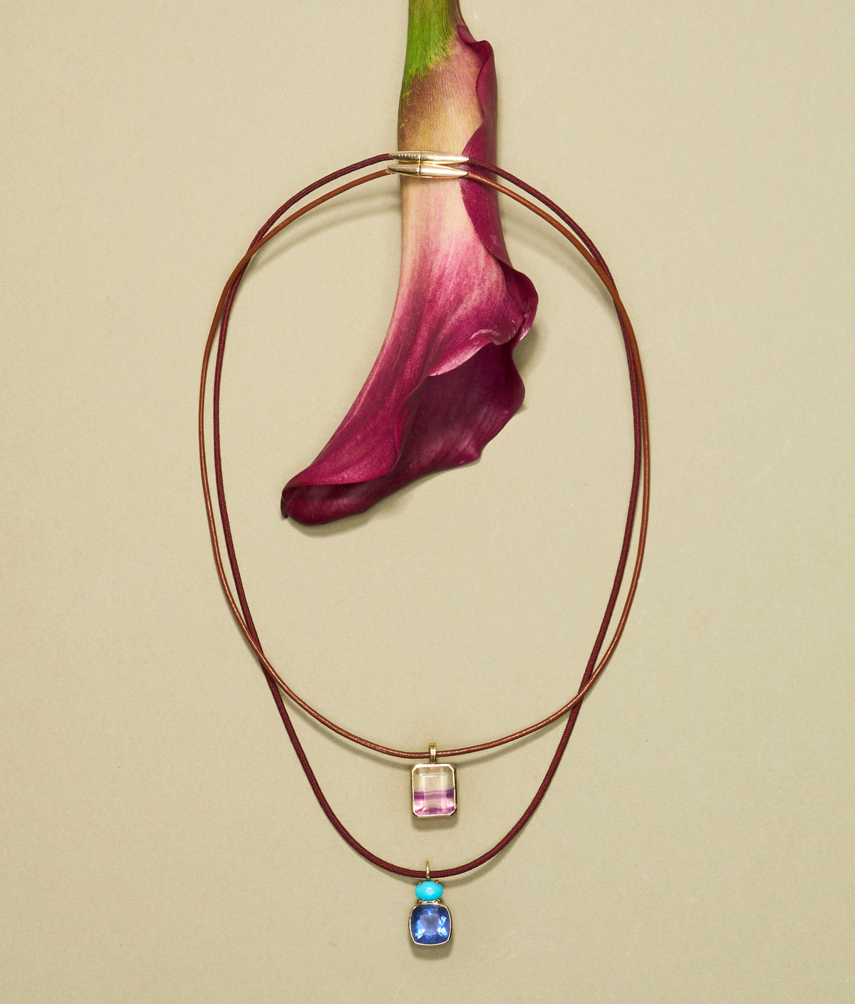 Silk Cord Necklace in Bordeaux
