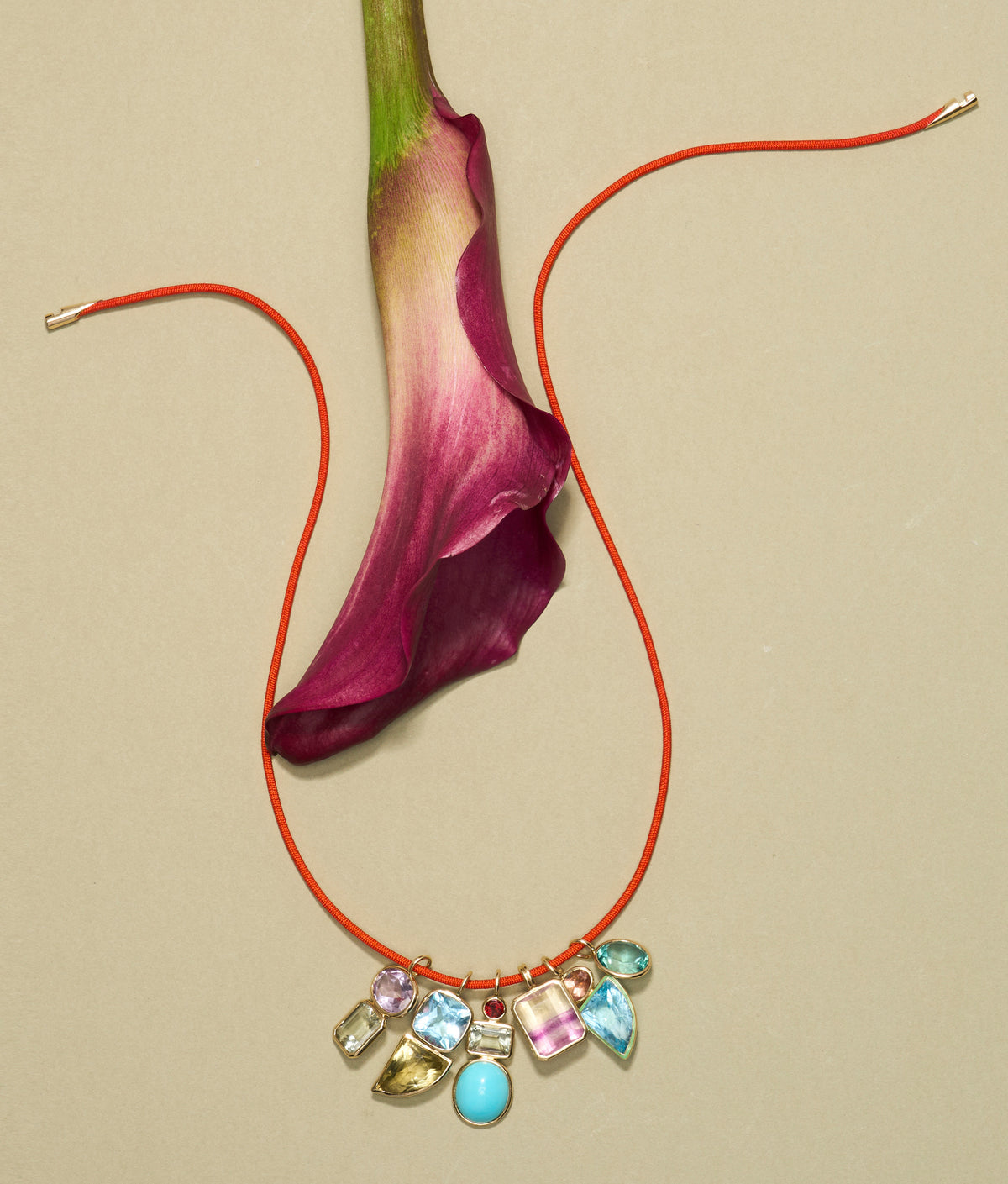 Silk Cord Necklace in Tomato
