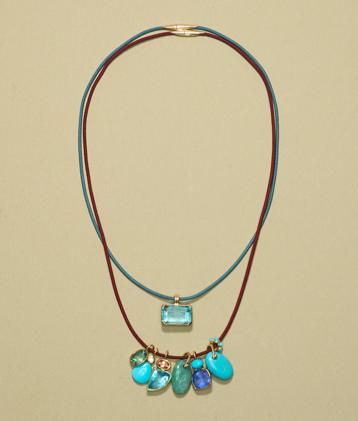 Silk Cord Necklace in Peacock