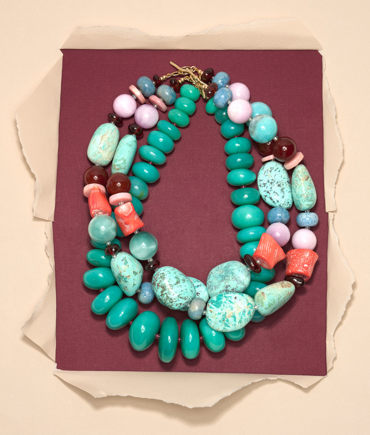 Chrysoprase & Ruby 14k Gold Necklace