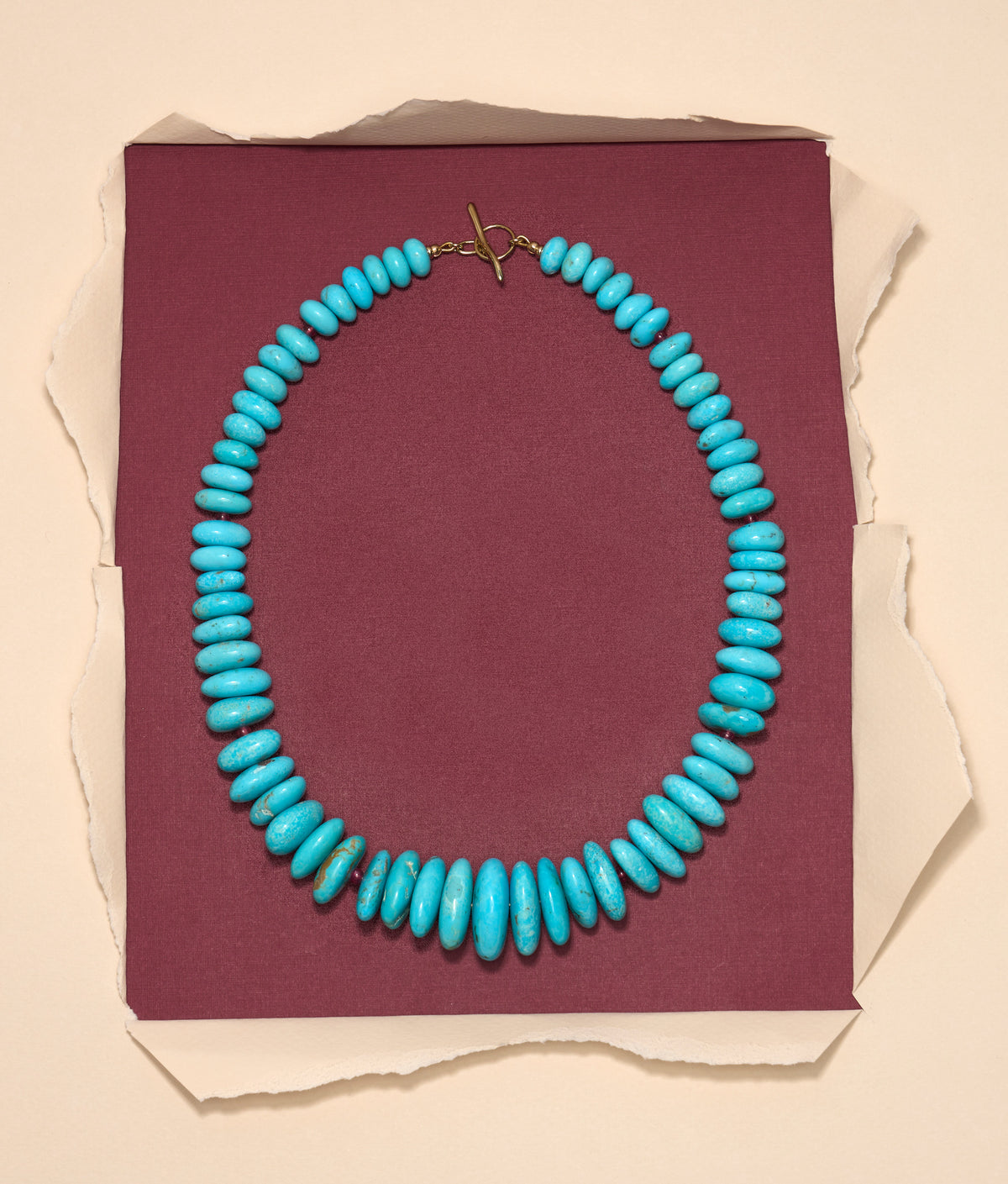 Nacozari Turquoise & Ruby 14k Gold Necklace
