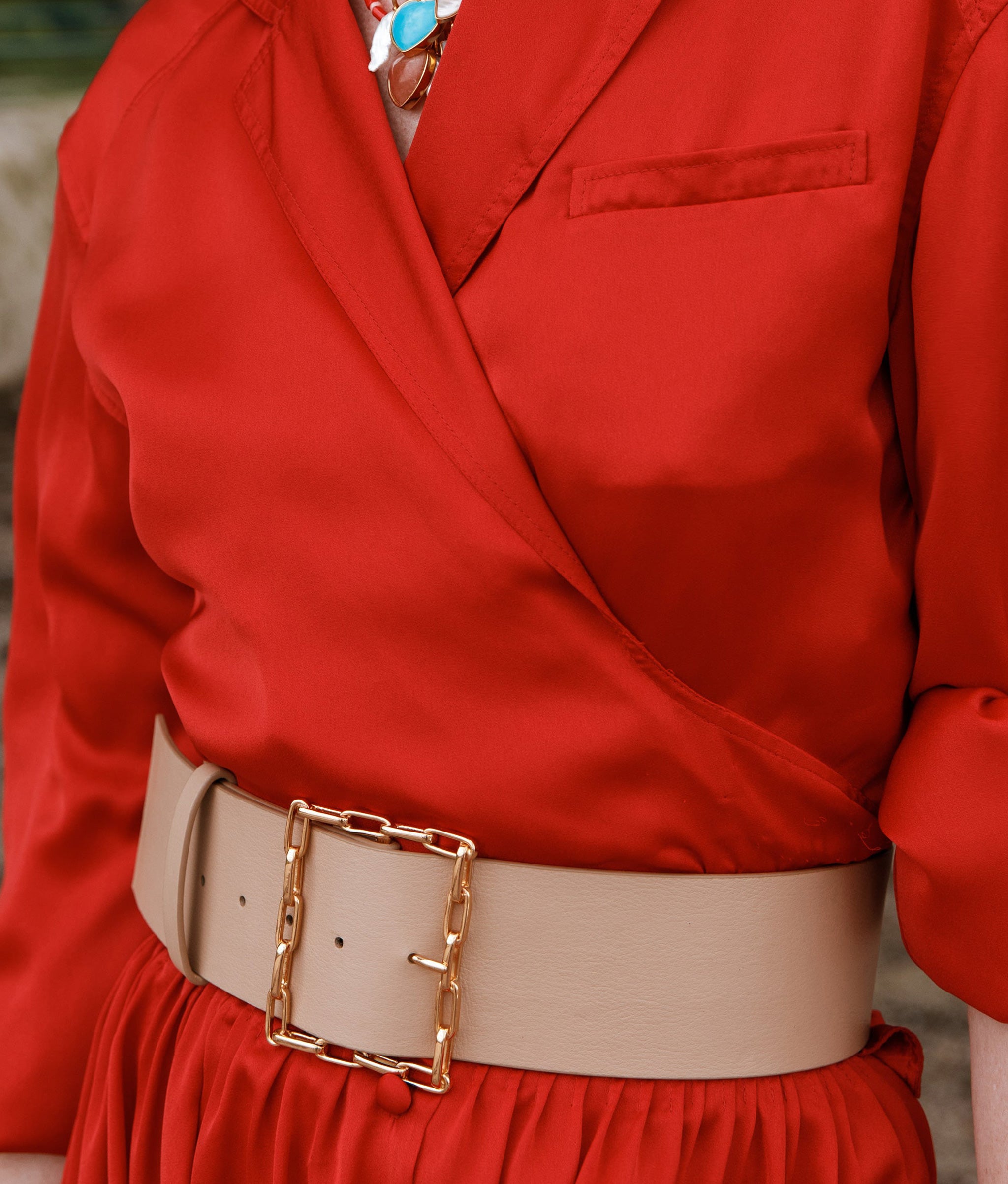 Geo Chain Belt In Tan