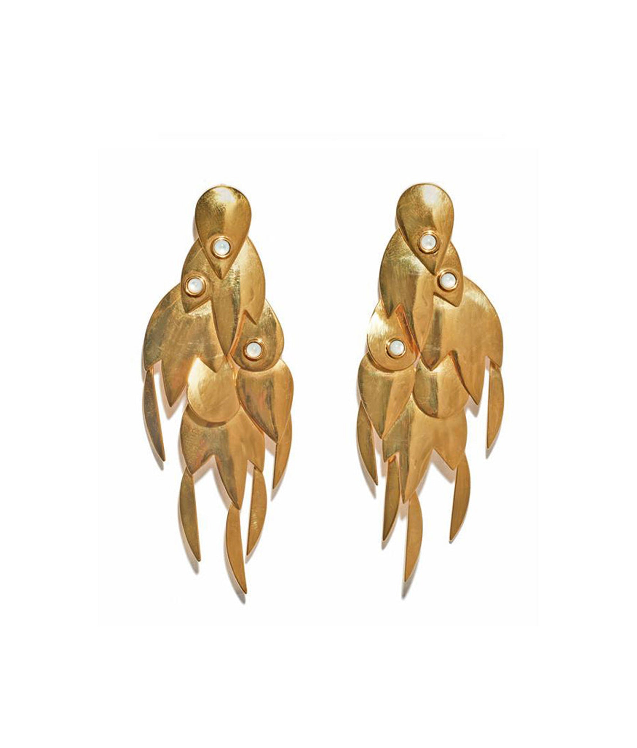 Golden Feather Earrings