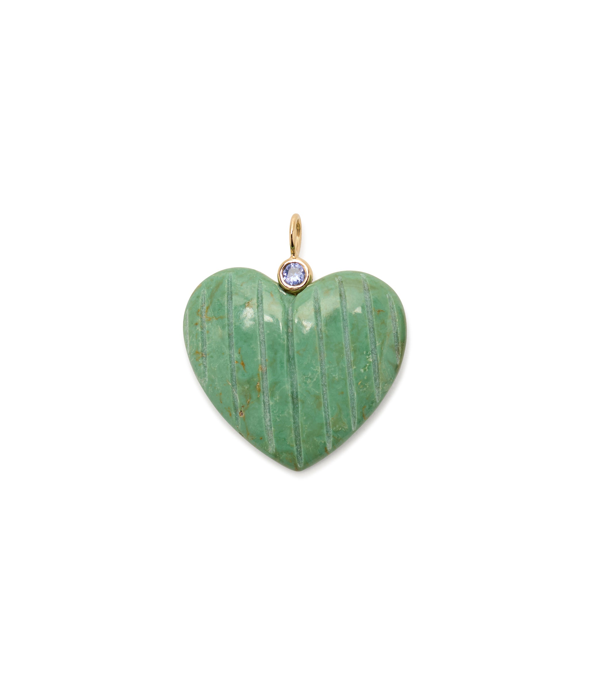 Turquoise Heart & Tanzanite 14k Gold Necklace Charm