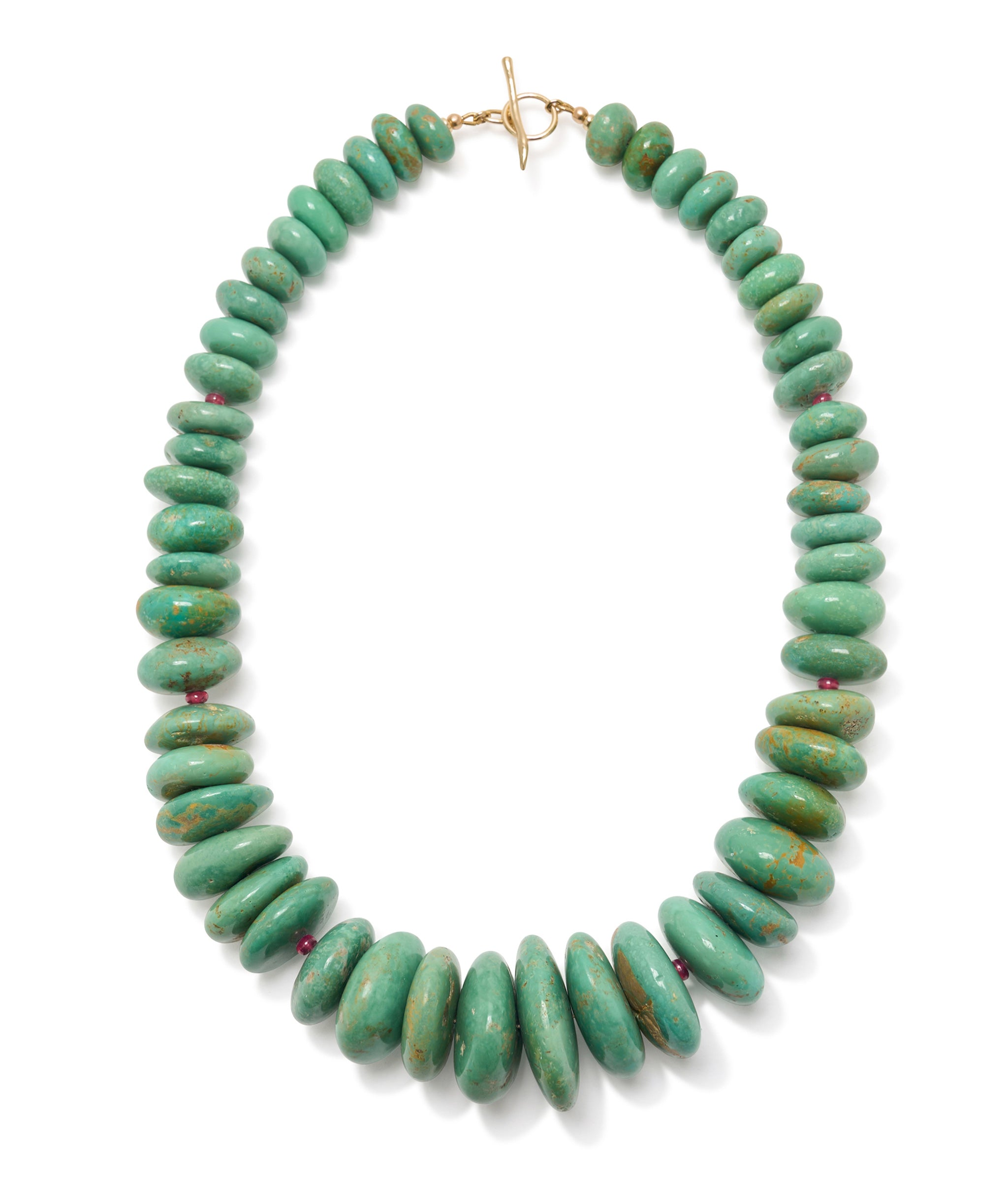Turquoise & Ruby 14k Gold Necklace