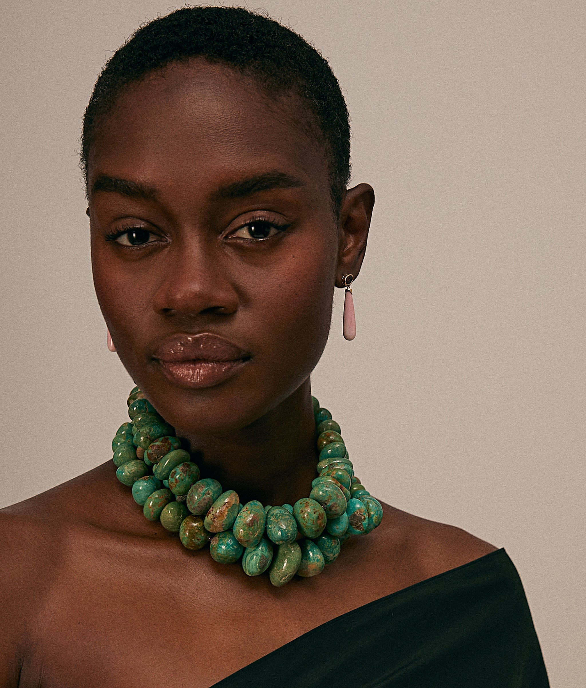 Chunky Turquoise & Ruby 14k Gold Necklace