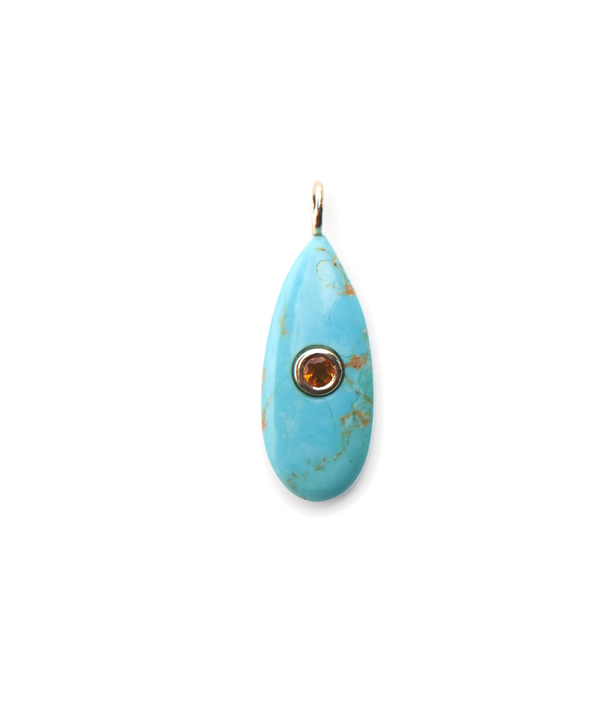 Turquoise & Citrine 14k Gold Necklace Charm