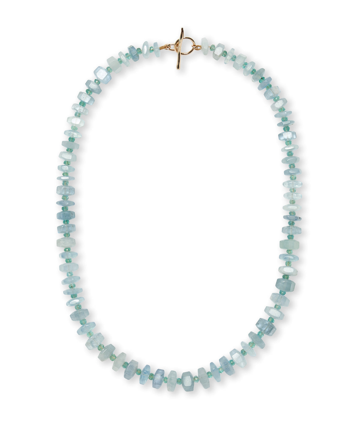 Aquamarine, Emerald & 14k Gold Necklace