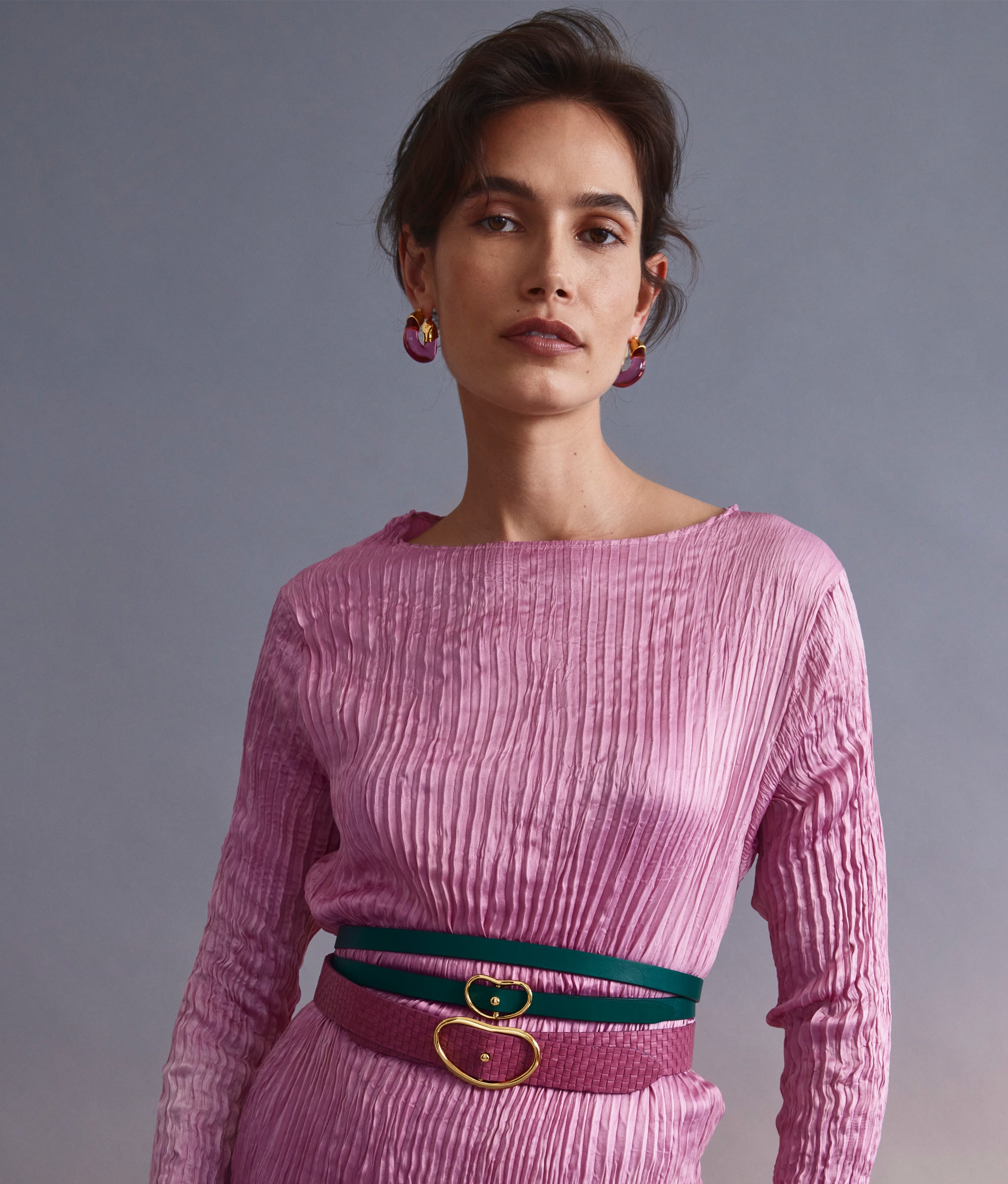 Wide Georgia Belt in Flamingo Weave (Size L)