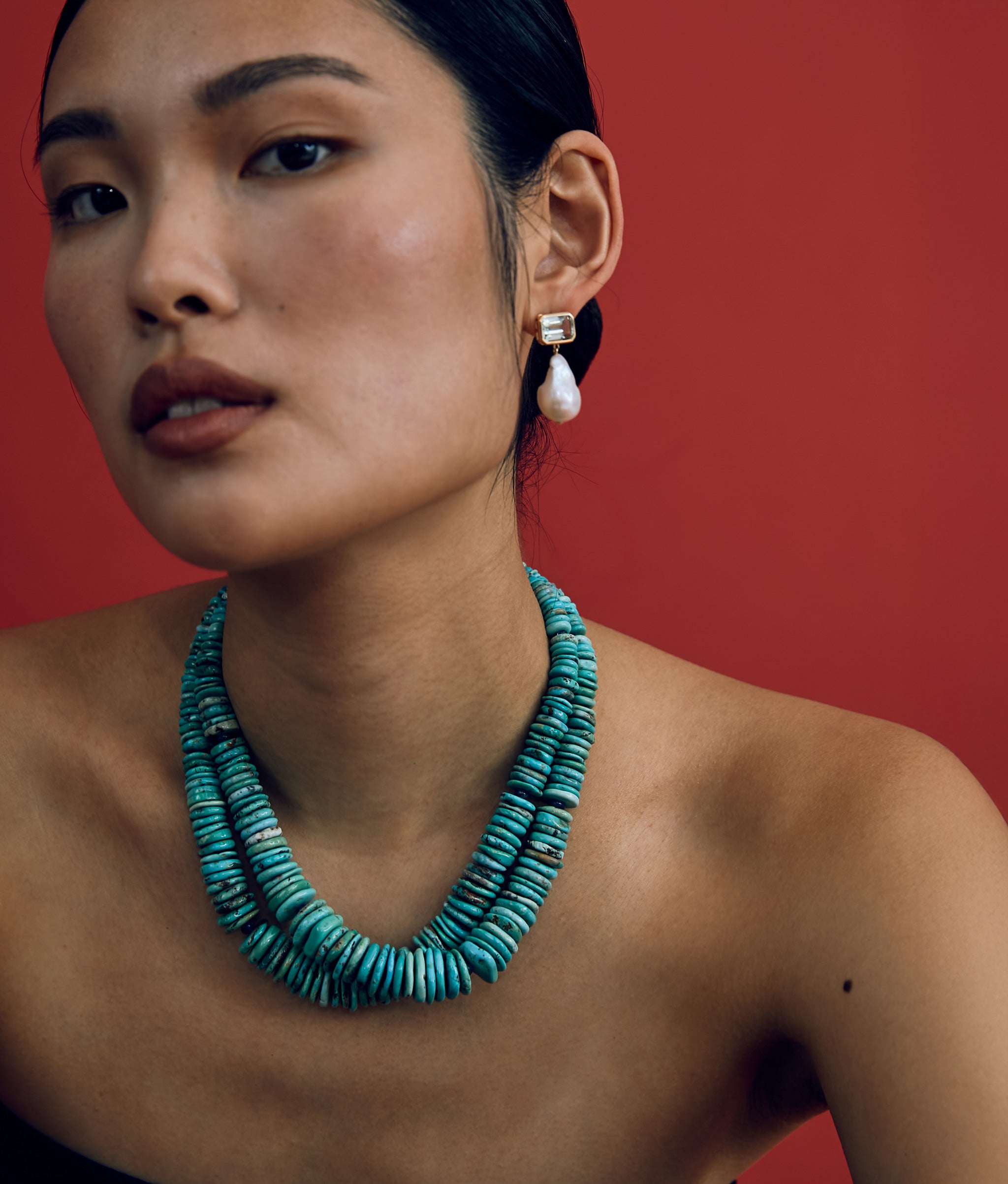 Turquoise, Tanzanite & 14k Gold Necklace