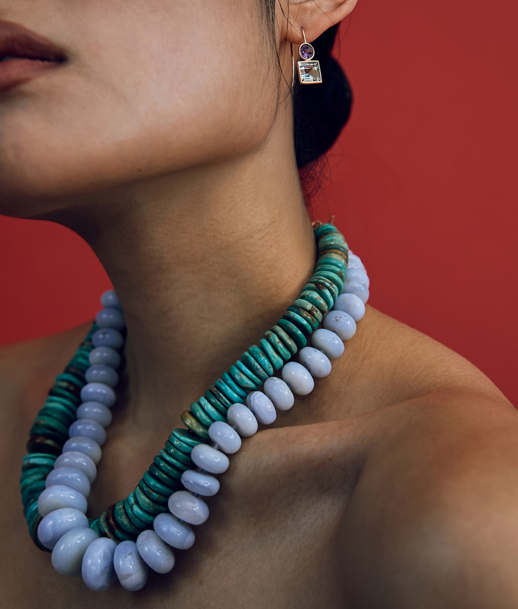 Sonora Turquoise, Ruby & 14k Gold Necklace