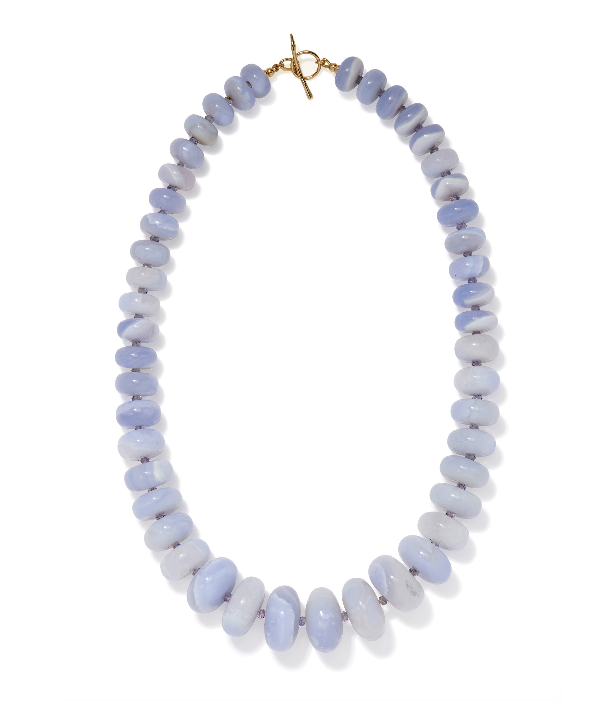 Blue Chalcedony, Tanzanite & 14k Gold Necklace