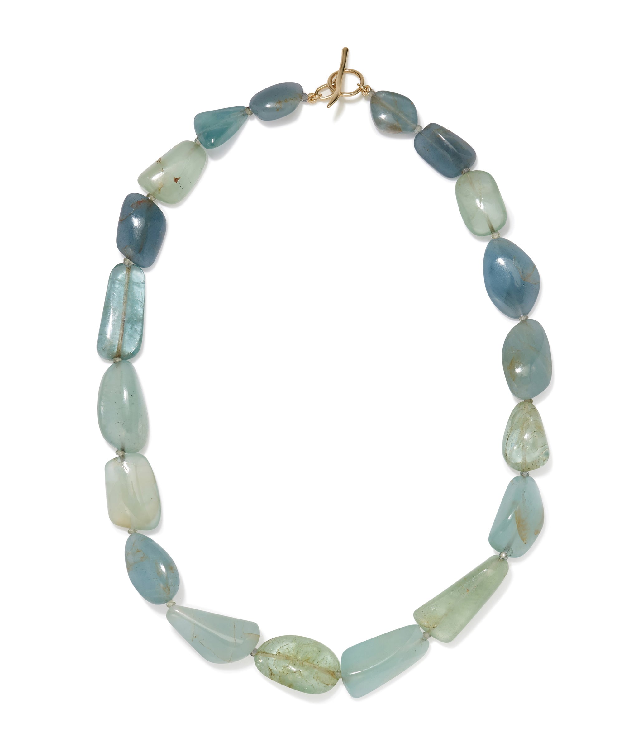 Aquamarine, Green Sapphire & 14k Gold Necklace