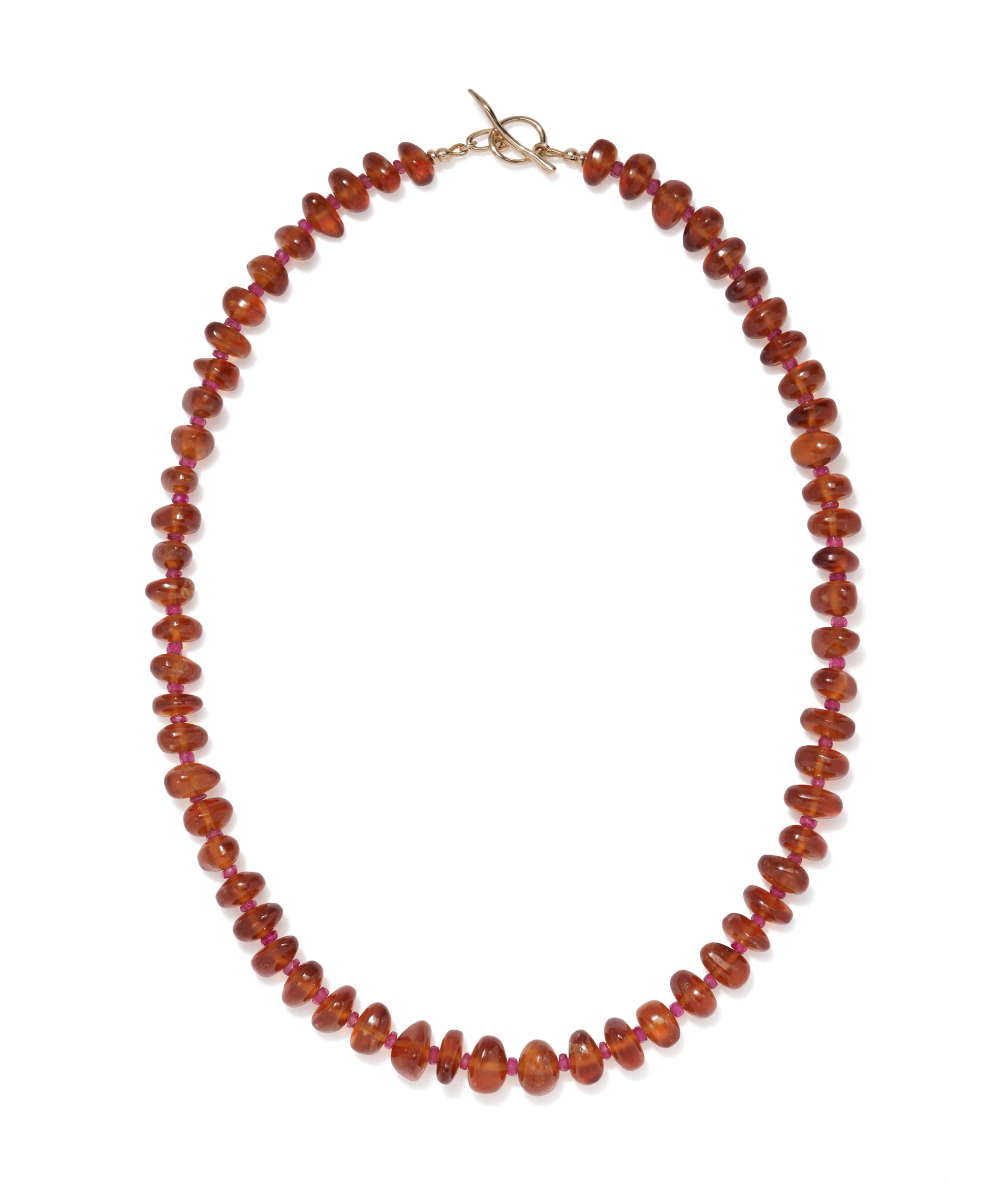 Hessonite Garnet, Pink Sapphire & 14k Gold Necklace