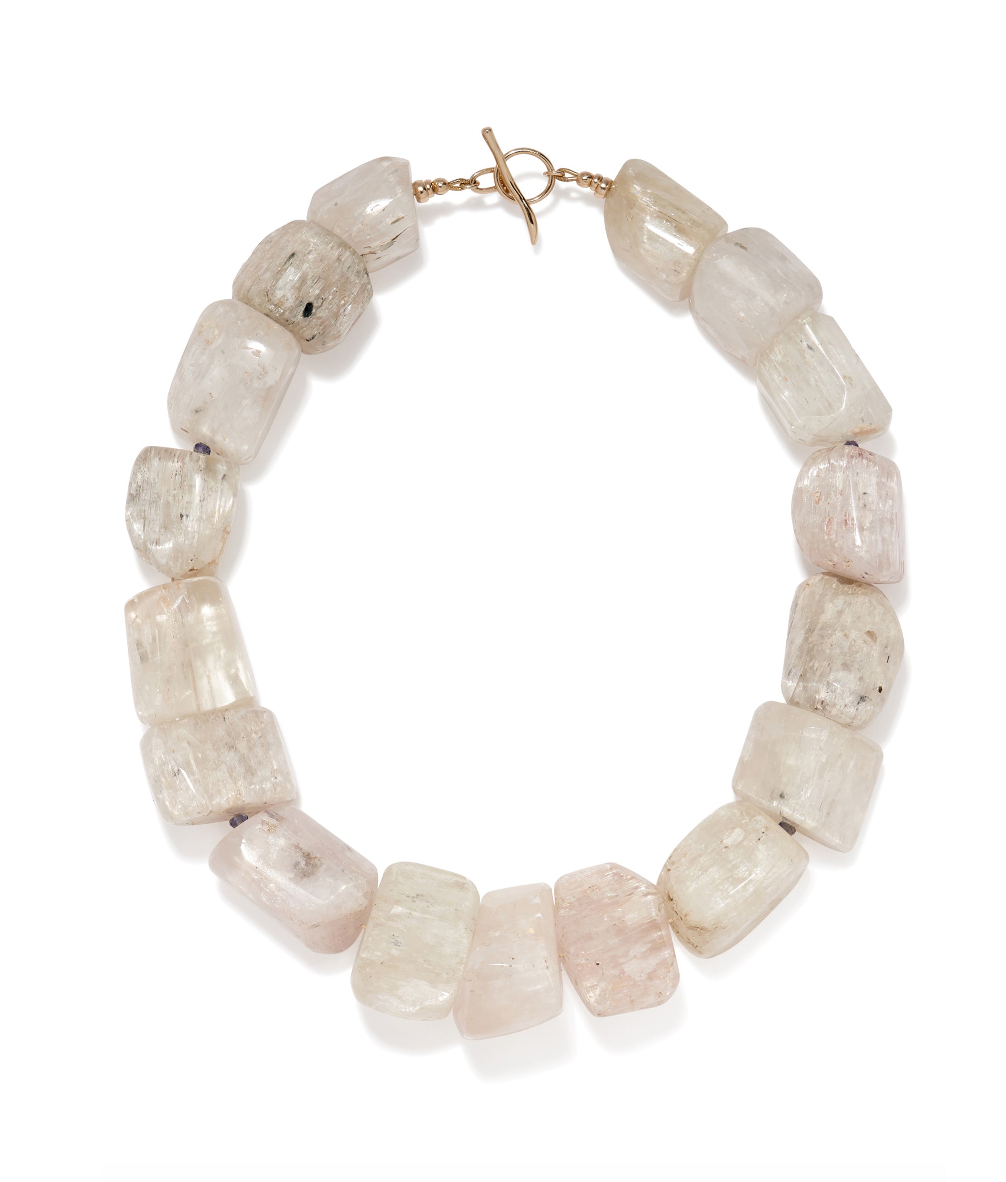 Large Kunzite, Iolite & 14k Gold Necklace