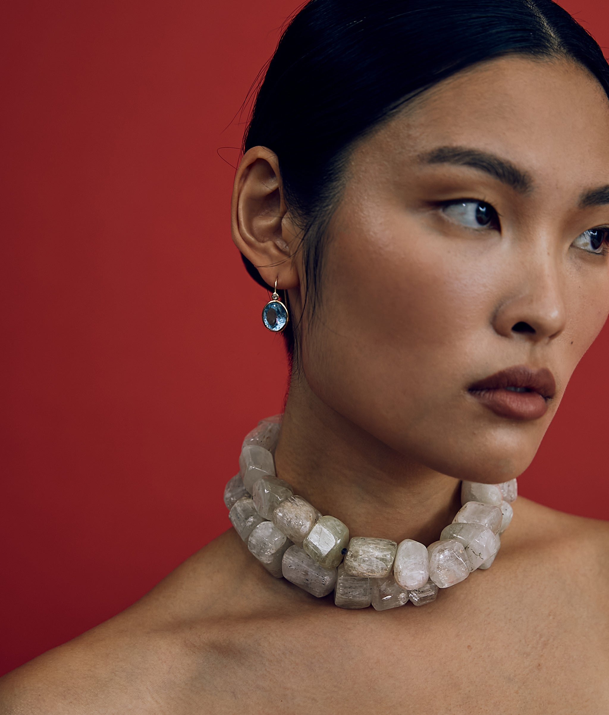 Large Kunzite, Iolite & 14k Gold Necklace