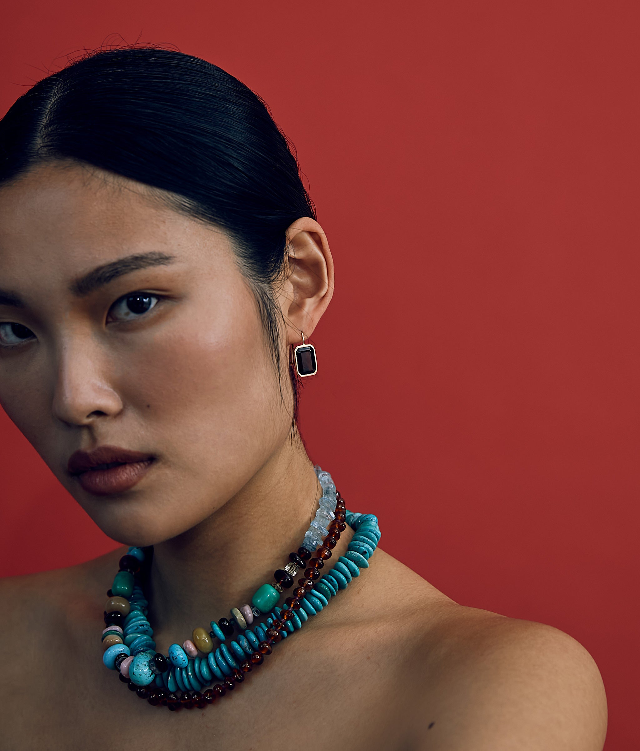 Turquoise, Ruby & 14k Gold Necklace