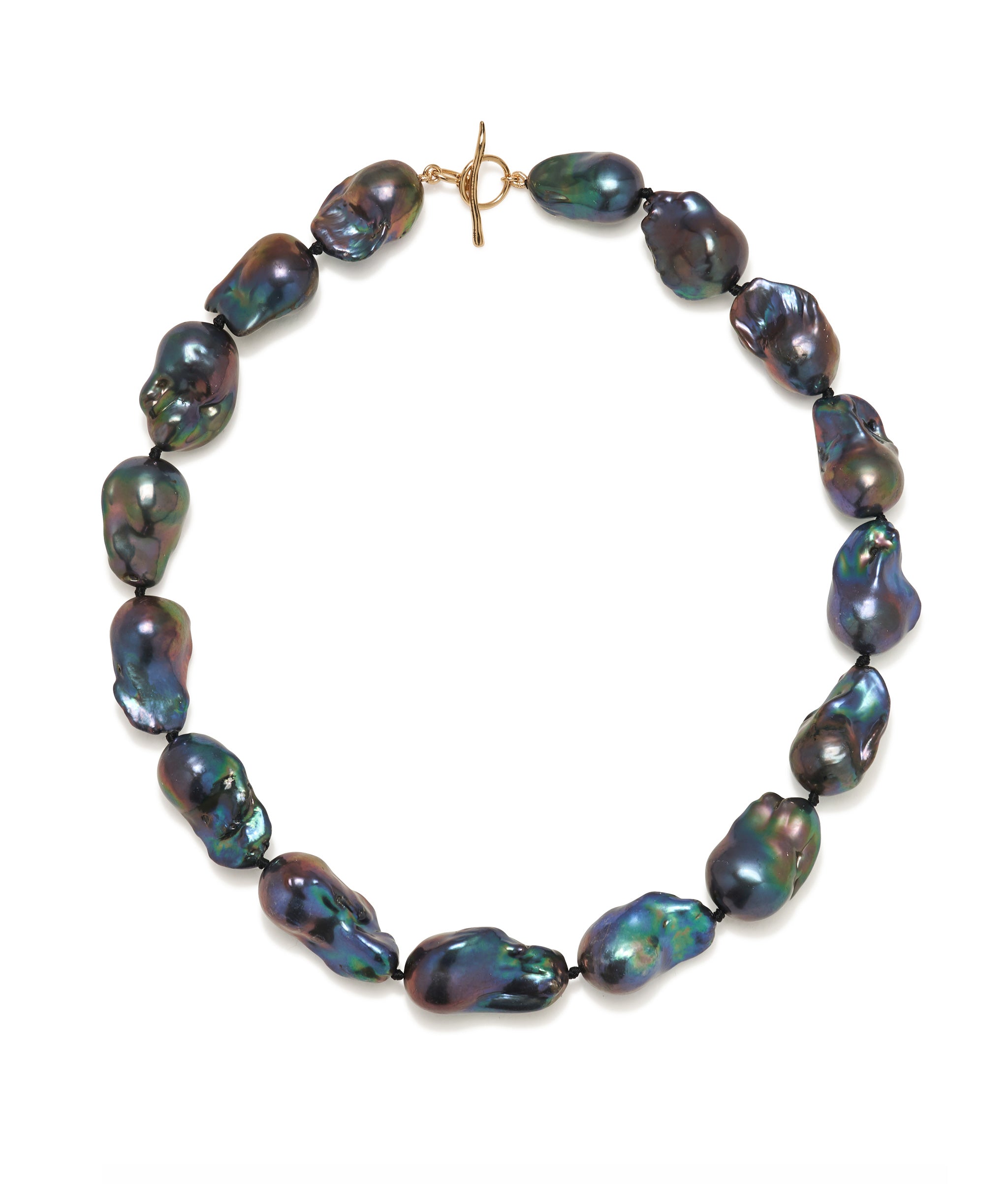 Large Peacock Baroque Pearl & 14k Gold Necklace