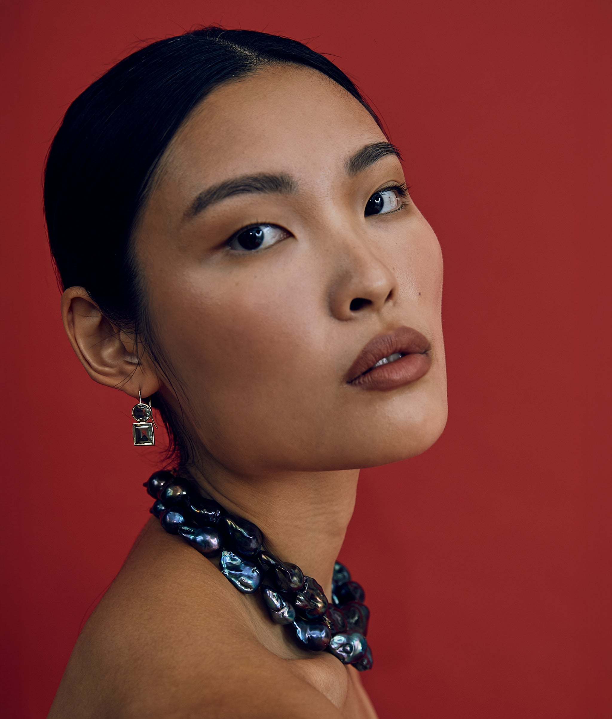 Extra Large Peacock Baroque Pearl & 14k Gold Necklace